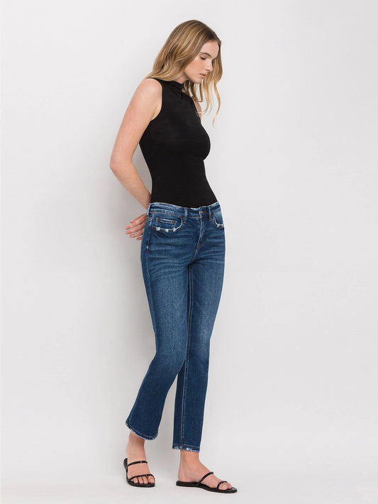 Mid Rise Ankle Slim Straight Jeans