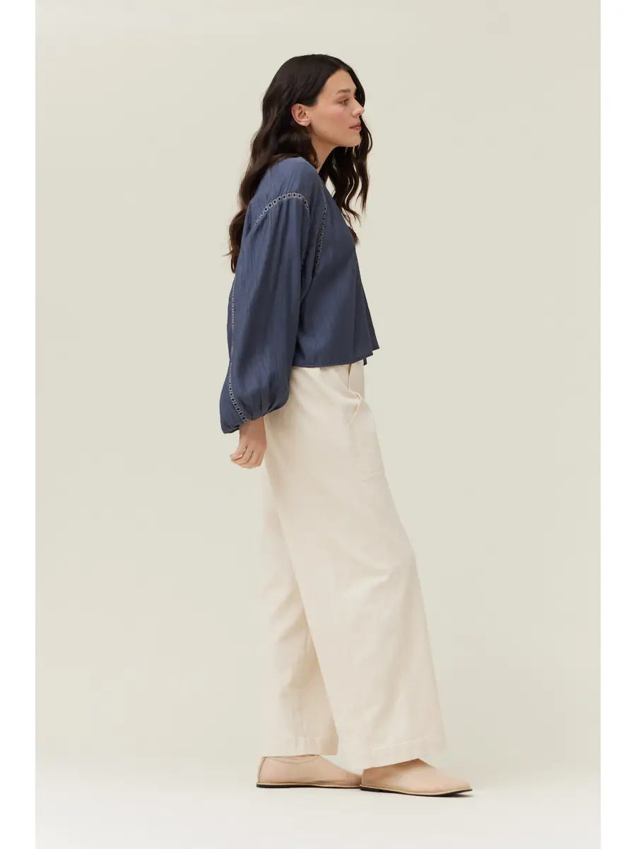 Lace Trim Mixed Blouse