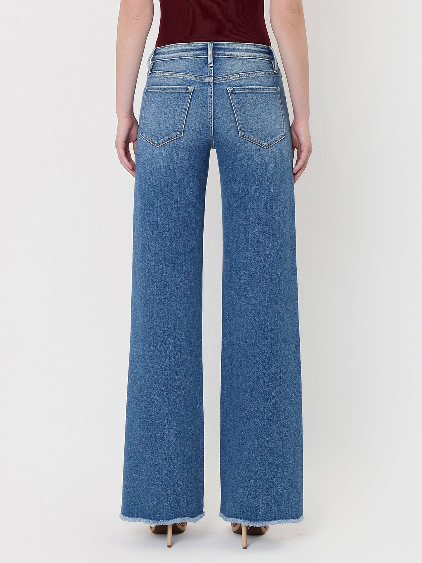 Brassica Mid Rise Raw Hem Medium Wash Jeans