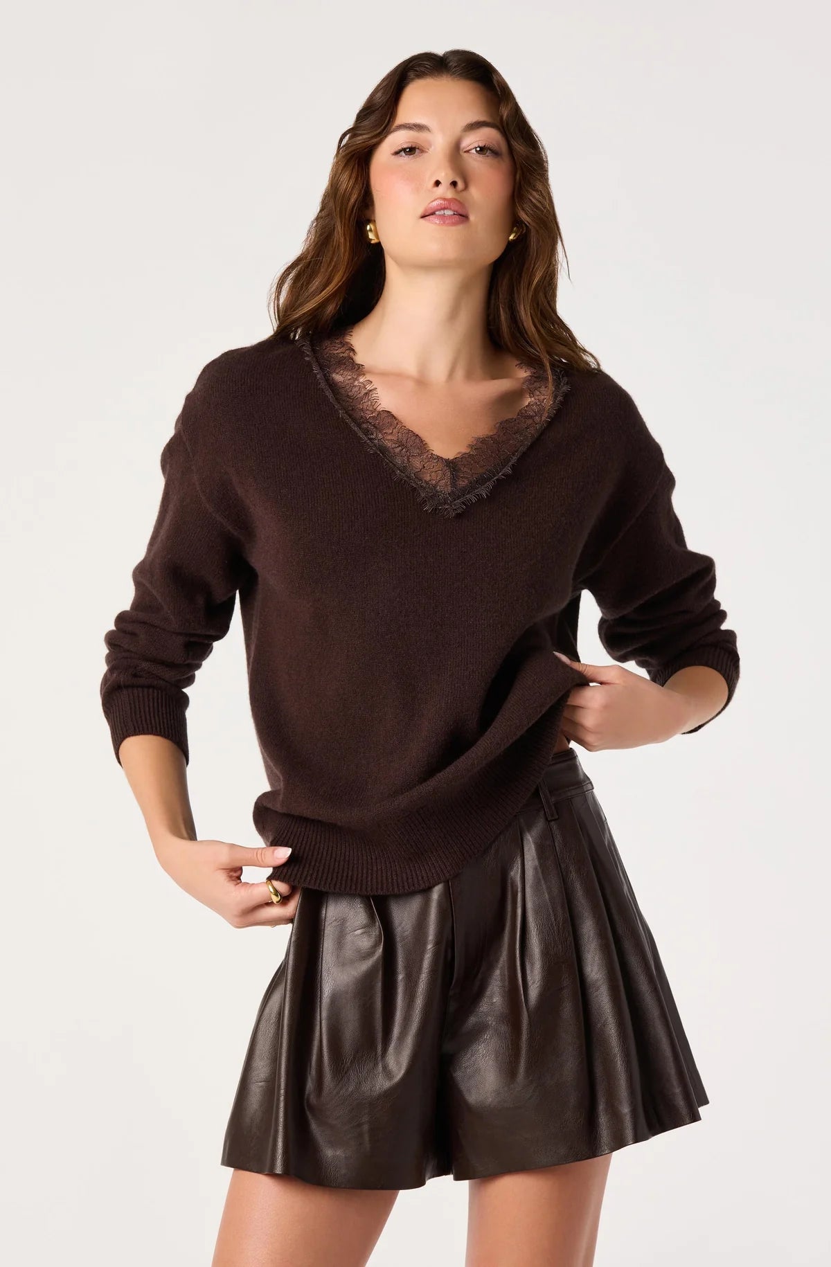 Atherton Faux Leather Pleated Shorts