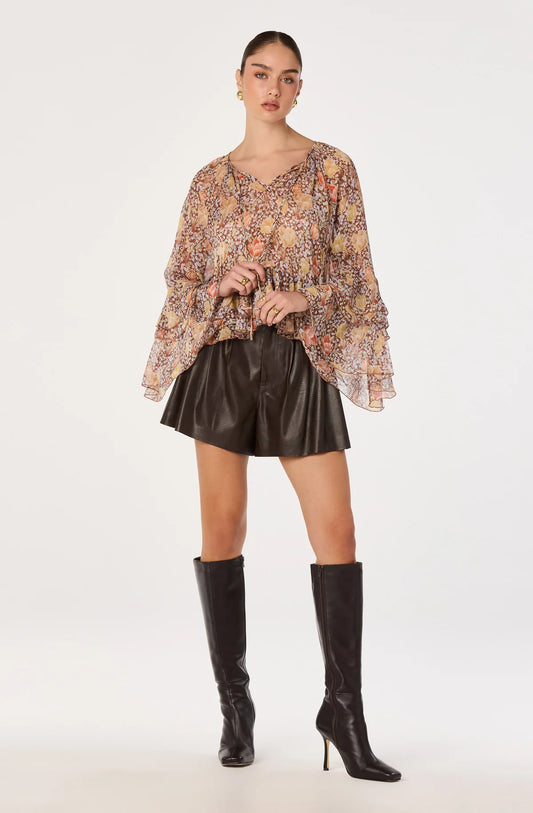 Margaery Tiered Bell-Sleeve Blouse