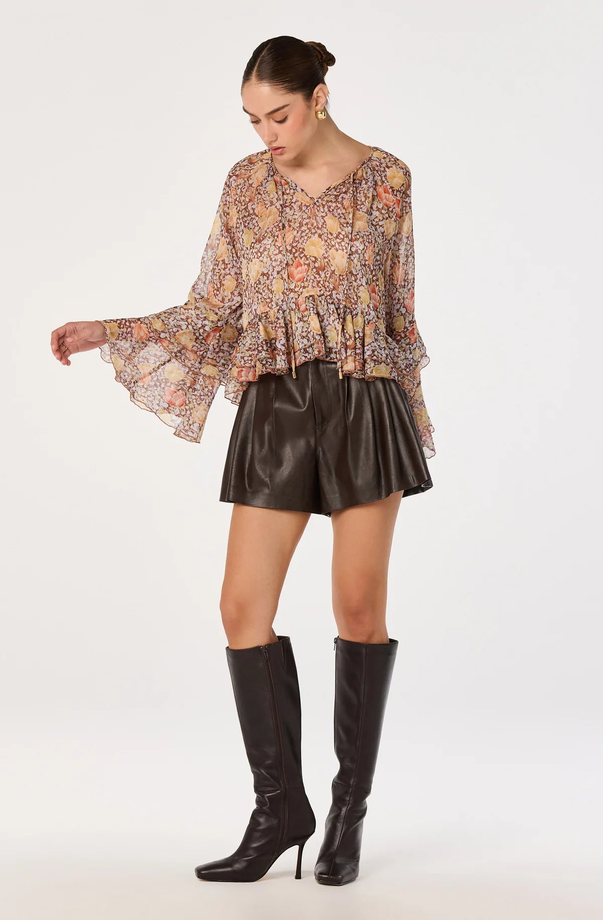 Margaery Tiered Bell-Sleeve Blouse