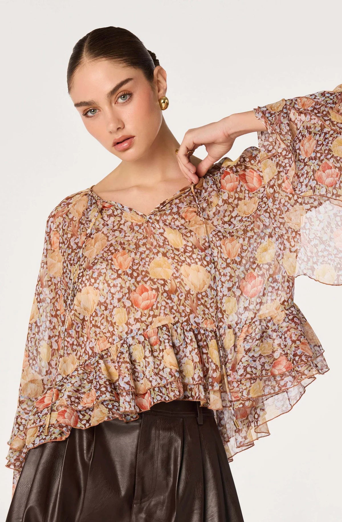 Margaery Tiered Bell-Sleeve Blouse
