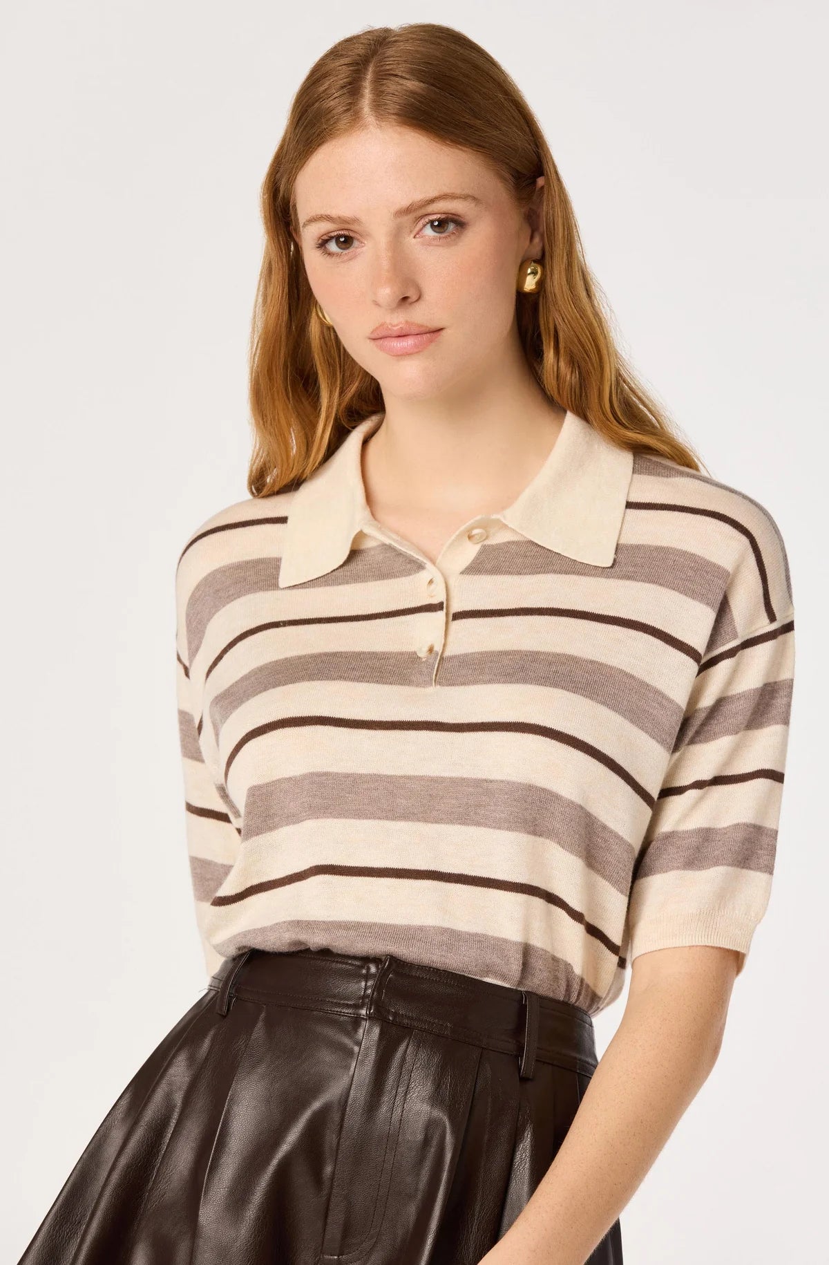 Scottie Striped Knit Polo Sweater