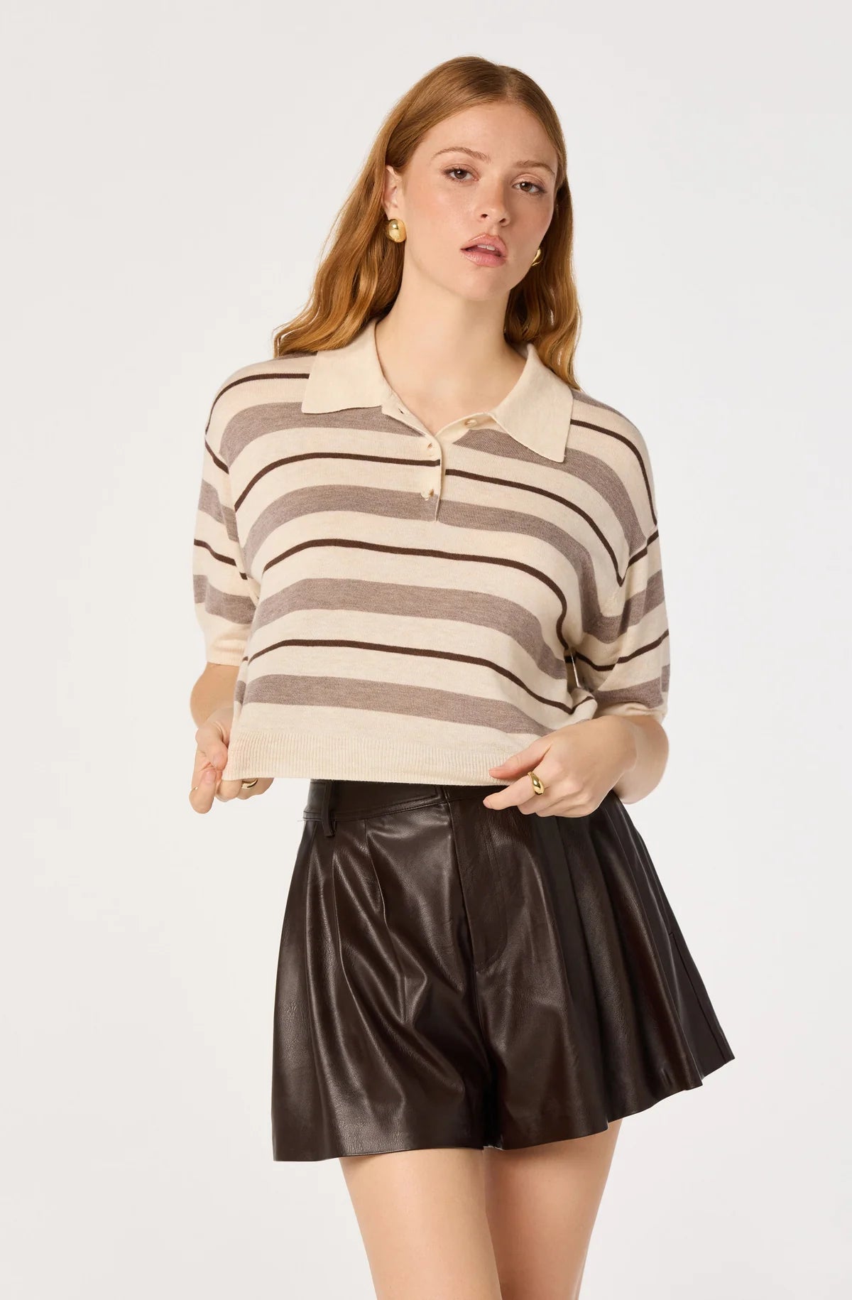 Scottie Striped Knit Polo Sweater