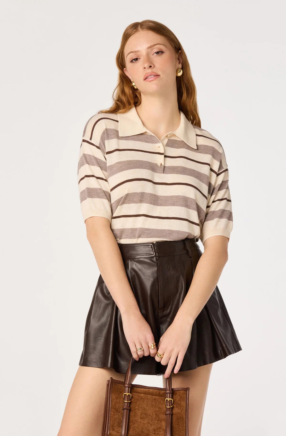 Scottie Striped Knit Polo Sweater