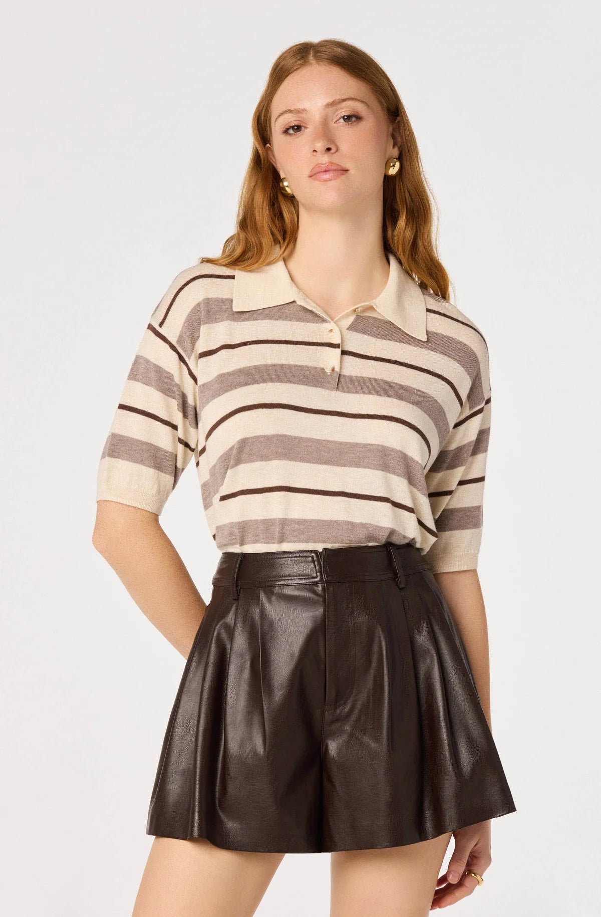 Scottie Striped Knit Polo Sweater