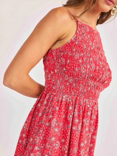 Firecracker Shirred Mini Dress