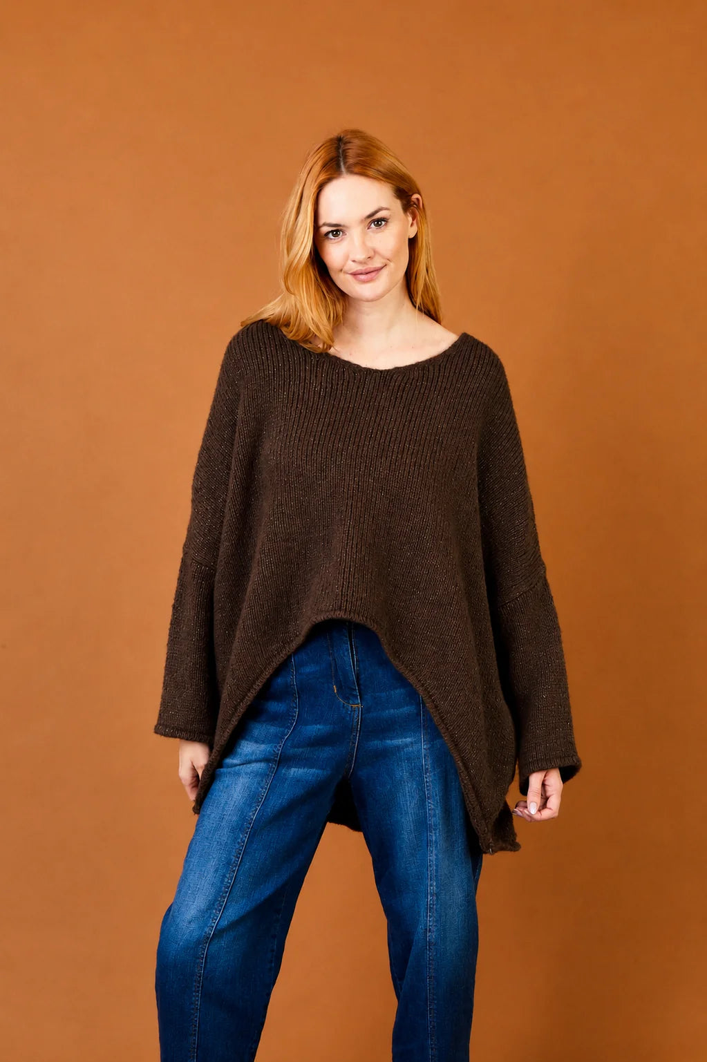Fortune V Neck Hi Lo Oversize Knit Sweater