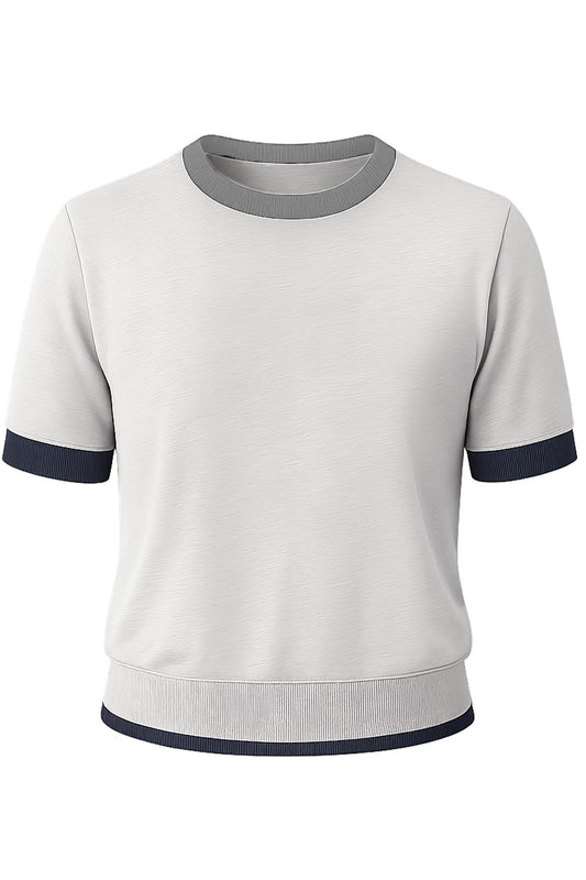 Dera Crew Neck Short Sleeve Ringer Top