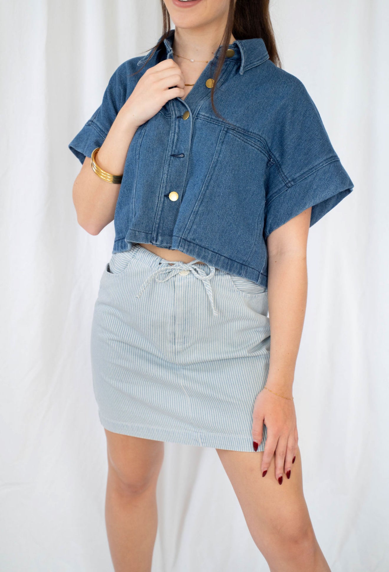SS Crop Denim Top