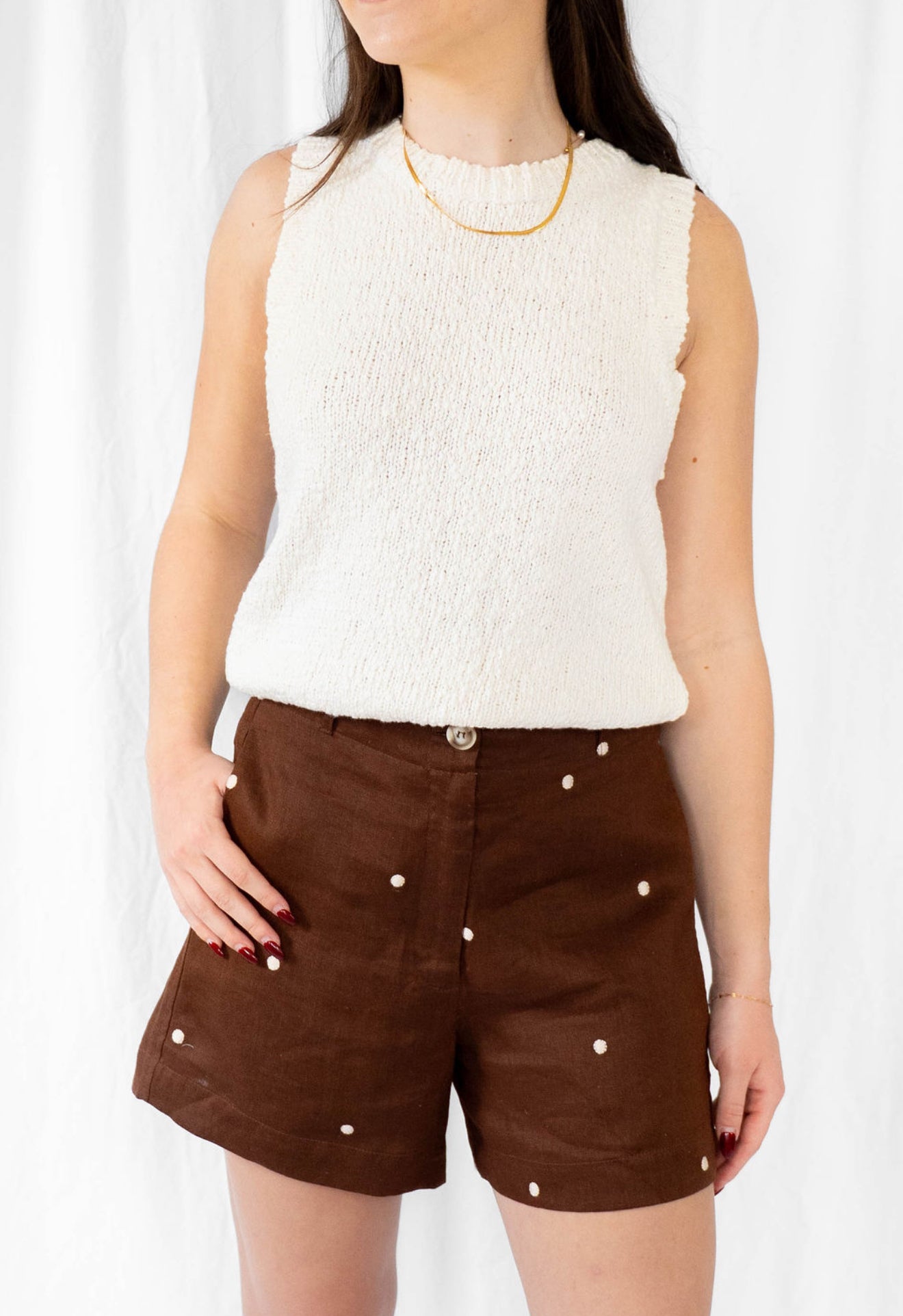 Polka Dot Embroidered Shorts