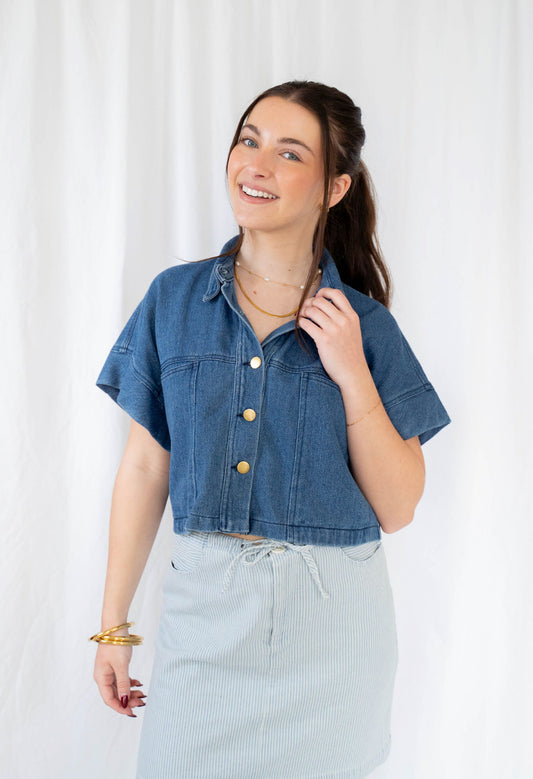 SS Crop Denim Top