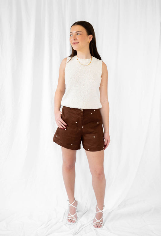 Polka Dot Embroidered Shorts