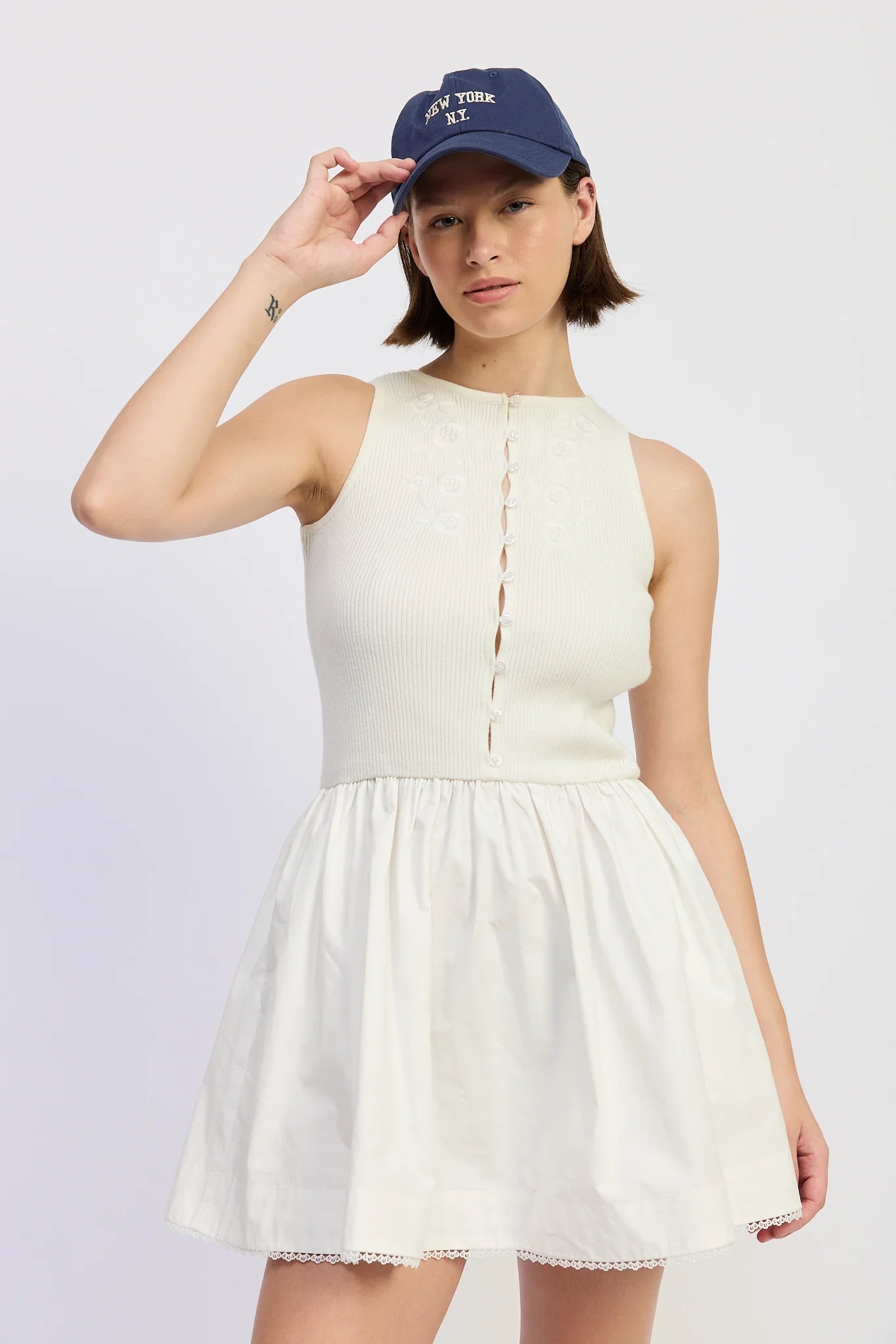 Candance Mixed Media Mini Dress