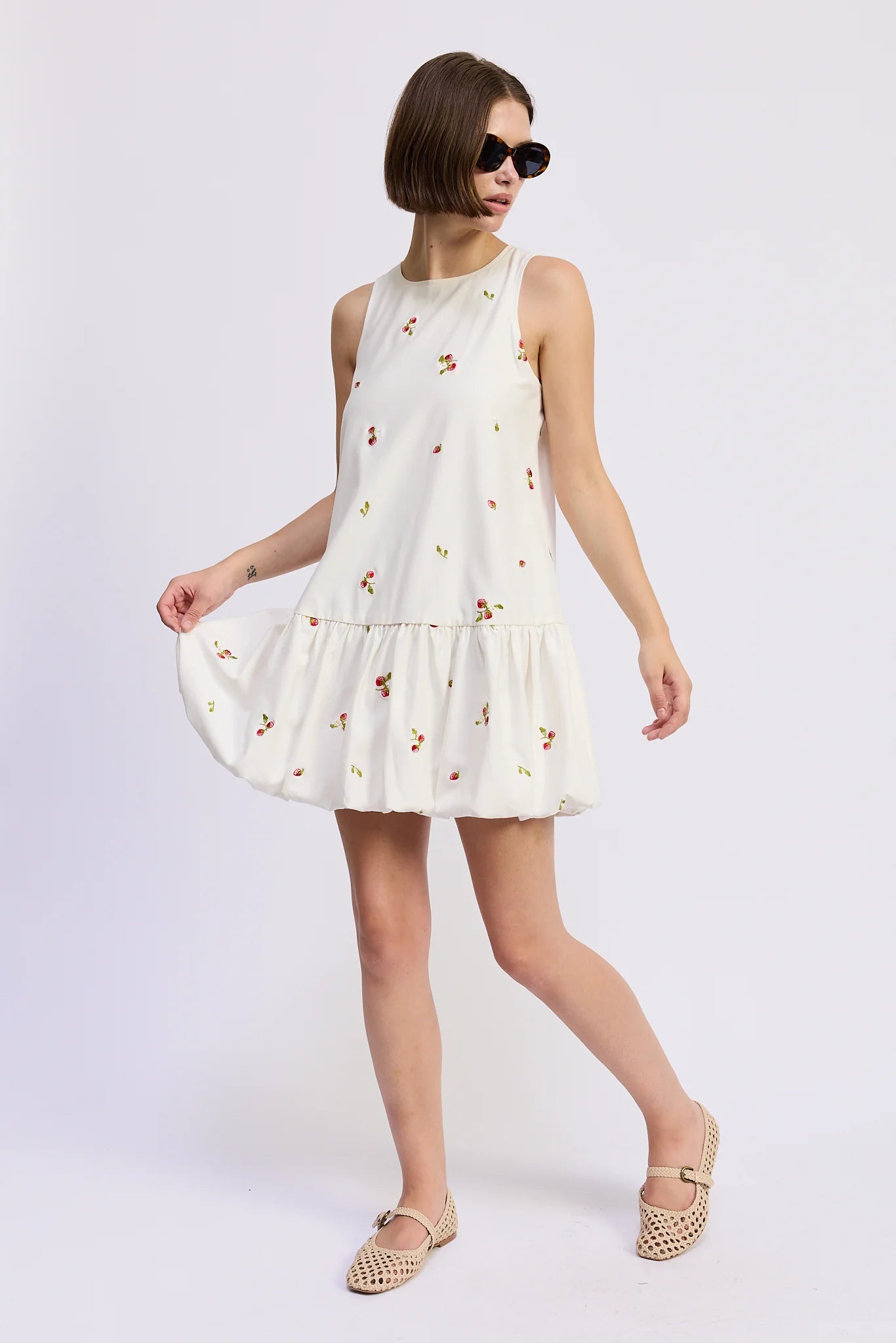 Strawberry Kiss Bubble Hem Mini Dress