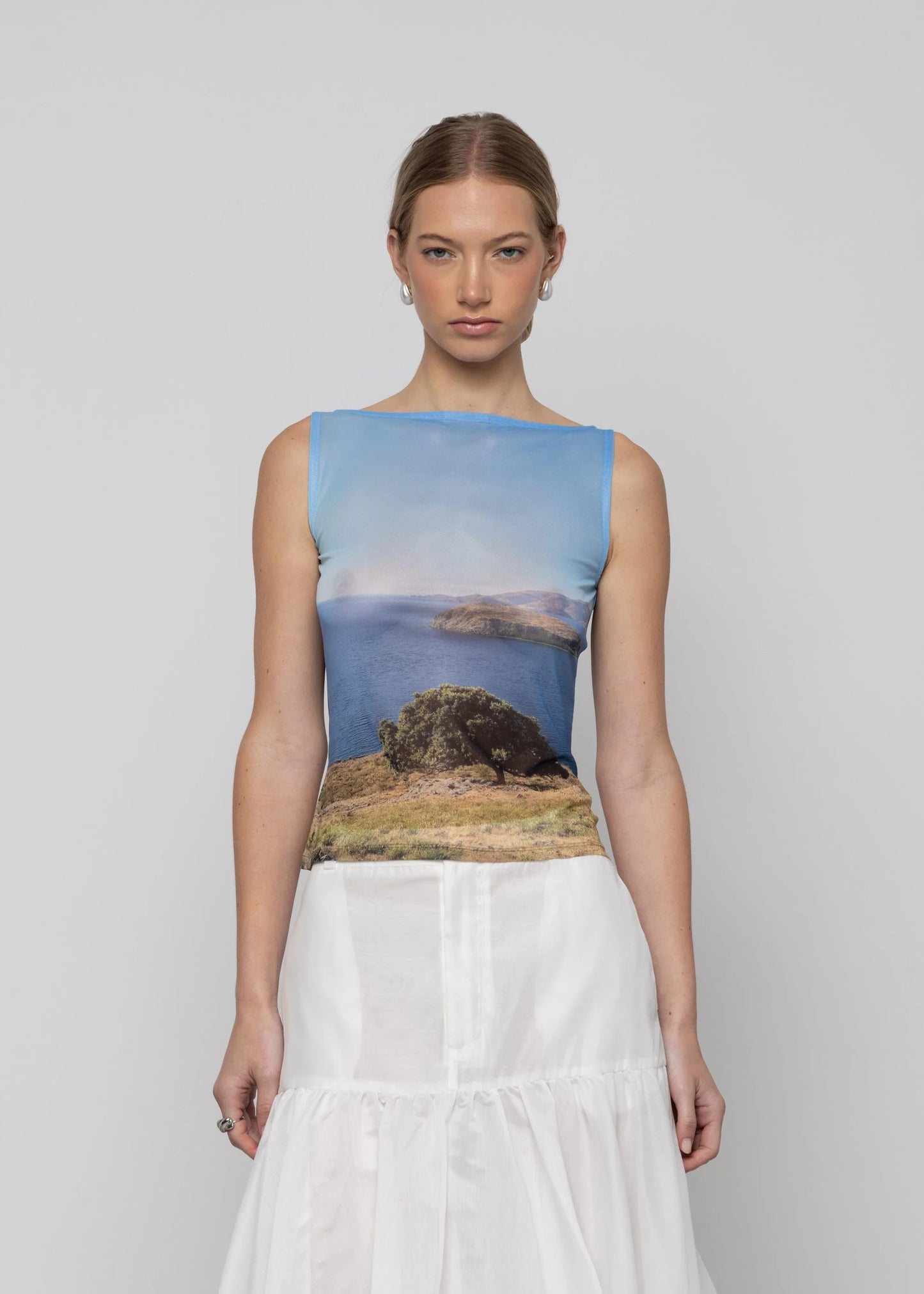Transcend Mesh Boatneck Top