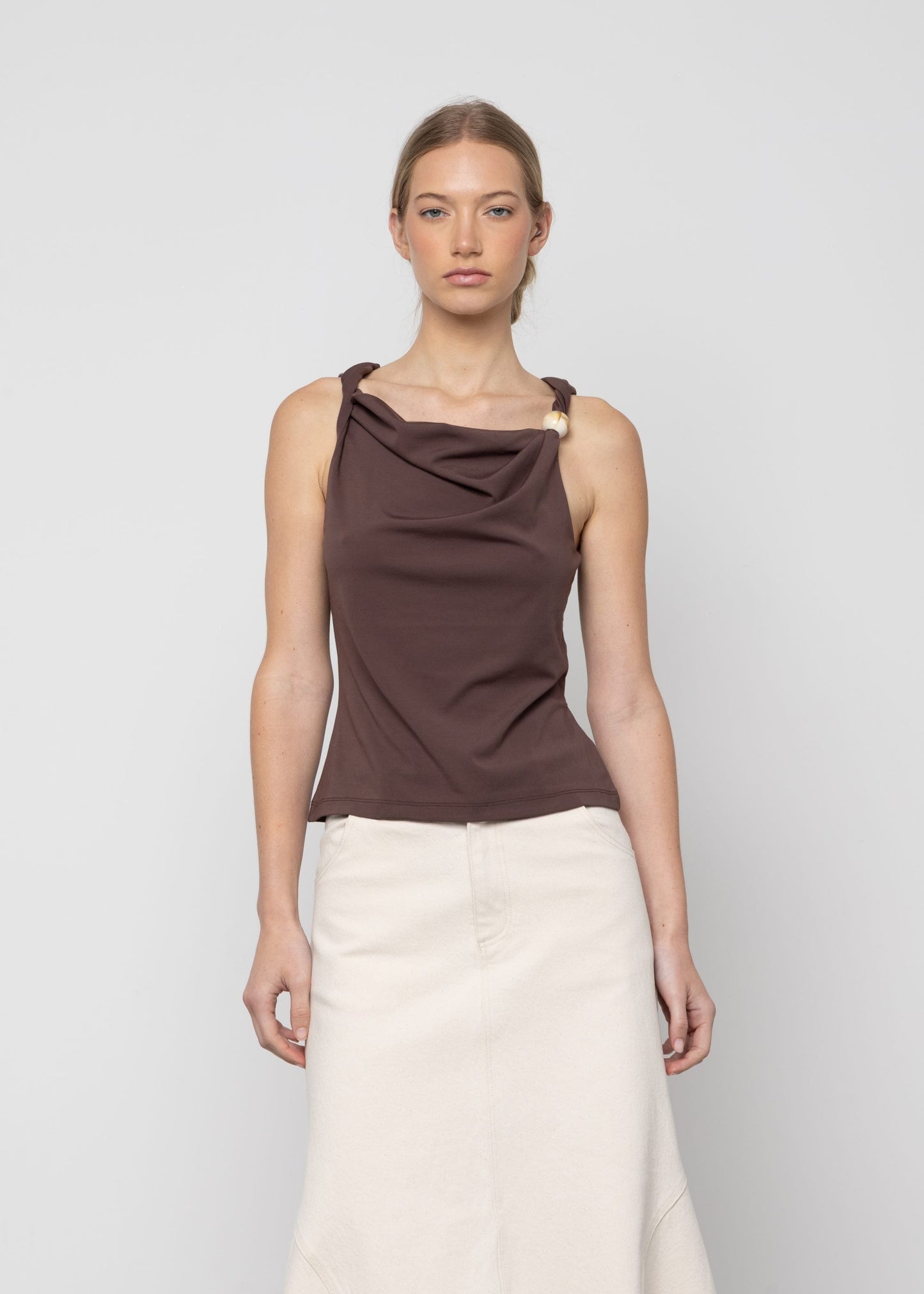 Asymmetric Bead-Trim Top