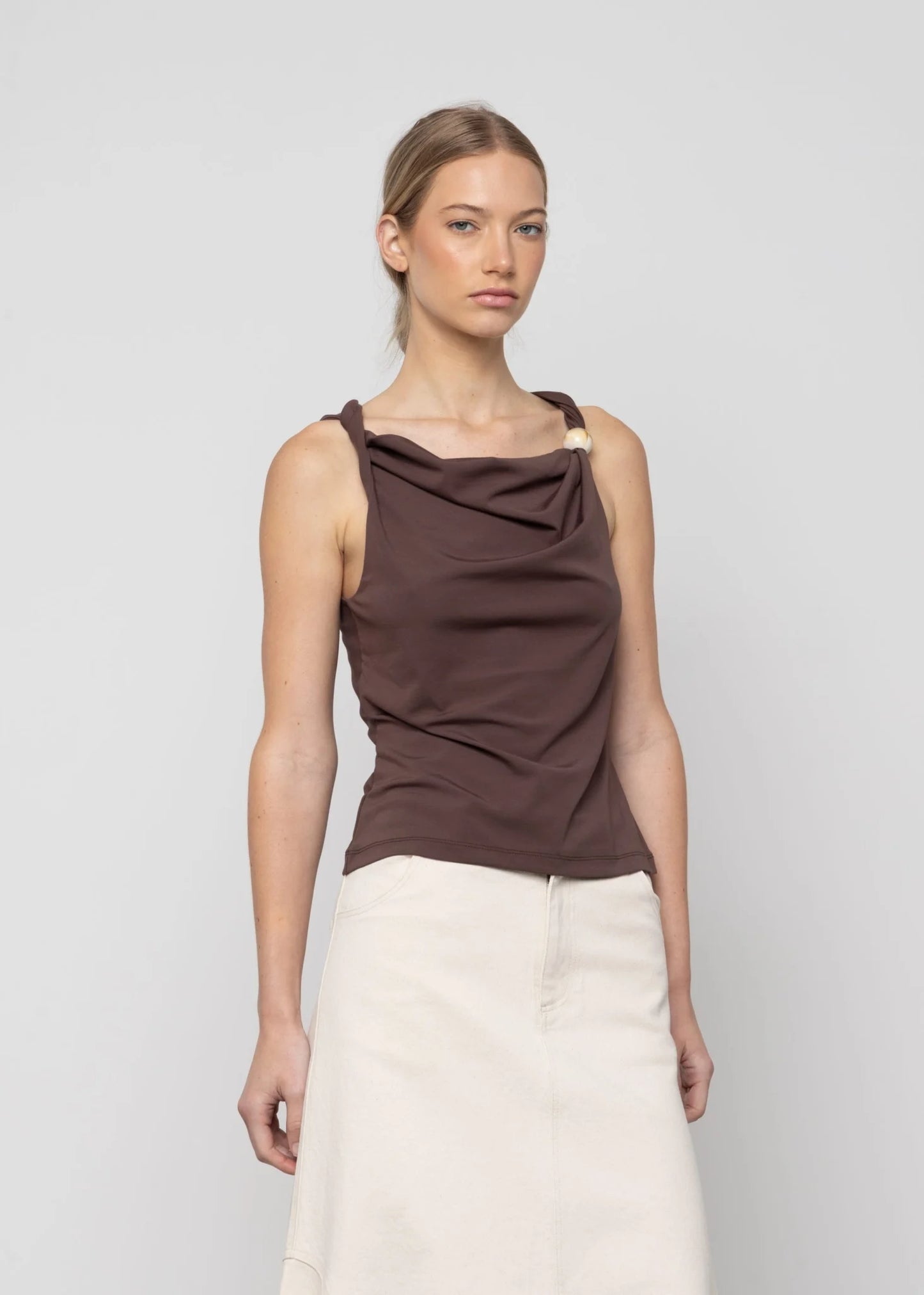 Asymmetric Bead-Trim Top