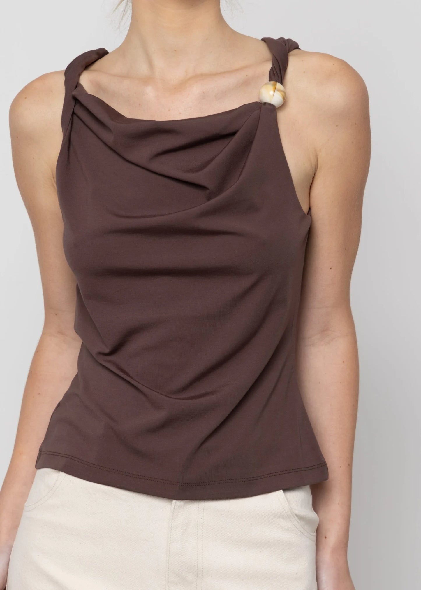 Asymmetric Bead-Trim Top