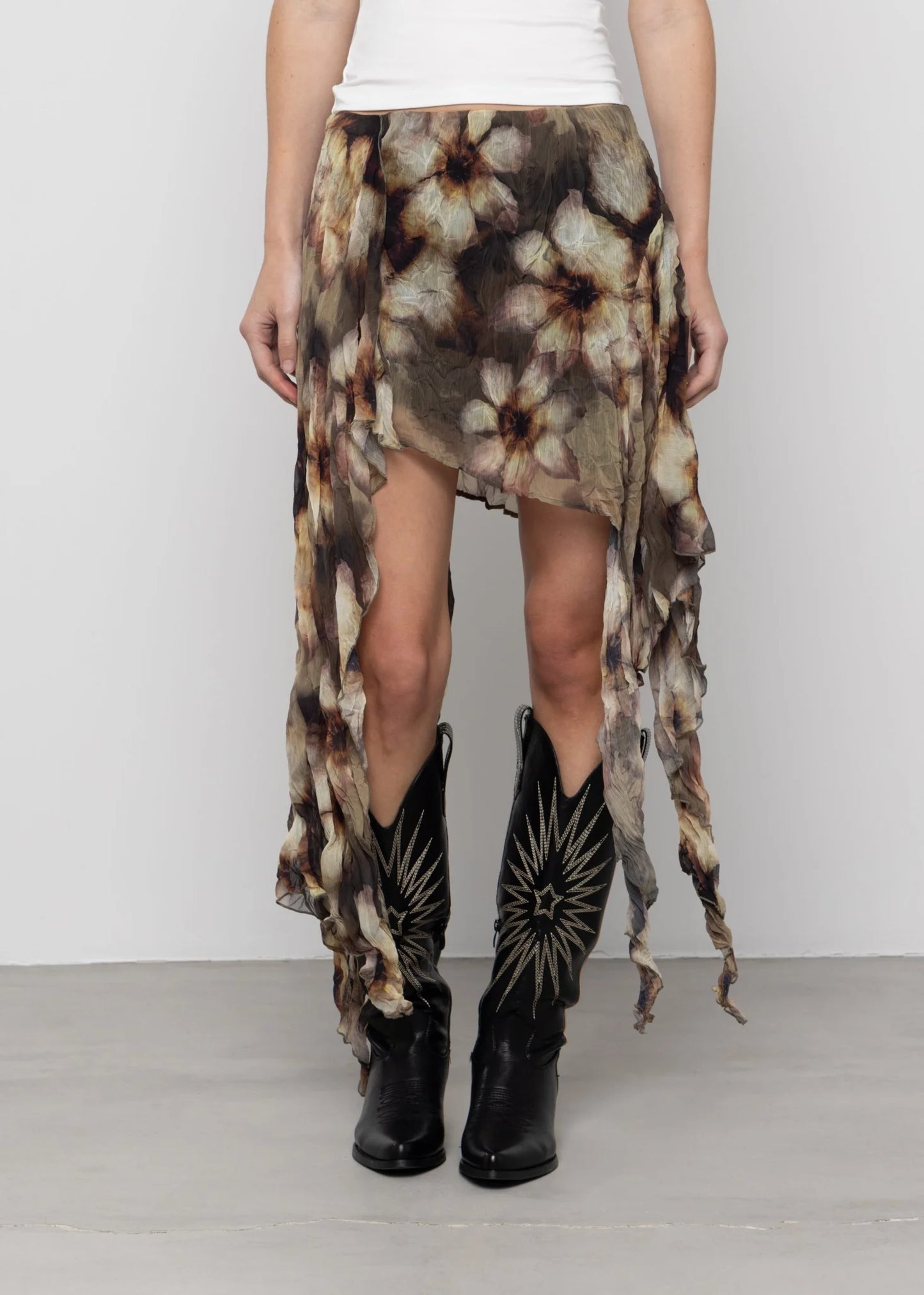 Petal Moon Printed Asymmetric Skirt