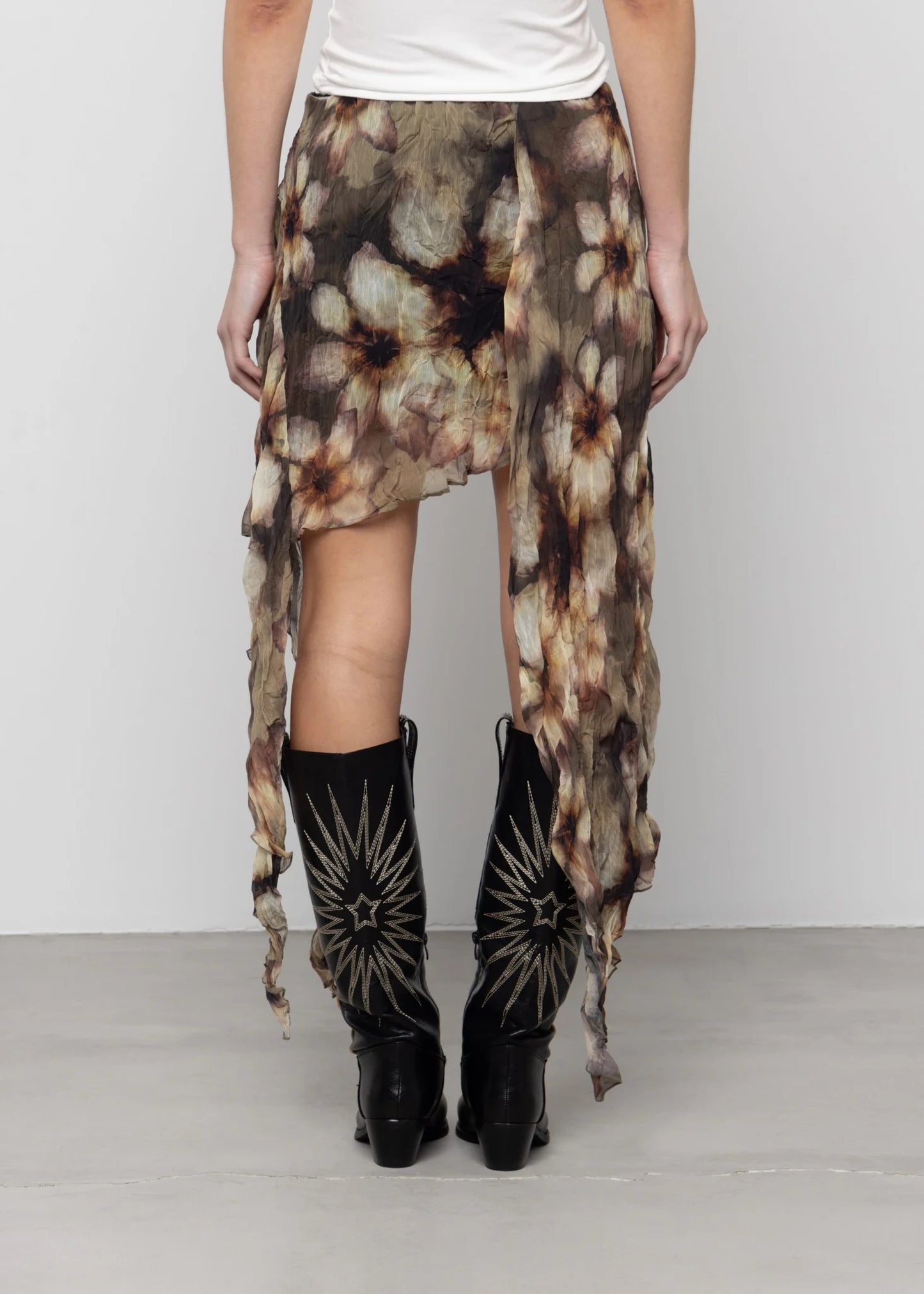Petal Moon Printed Asymmetric Skirt