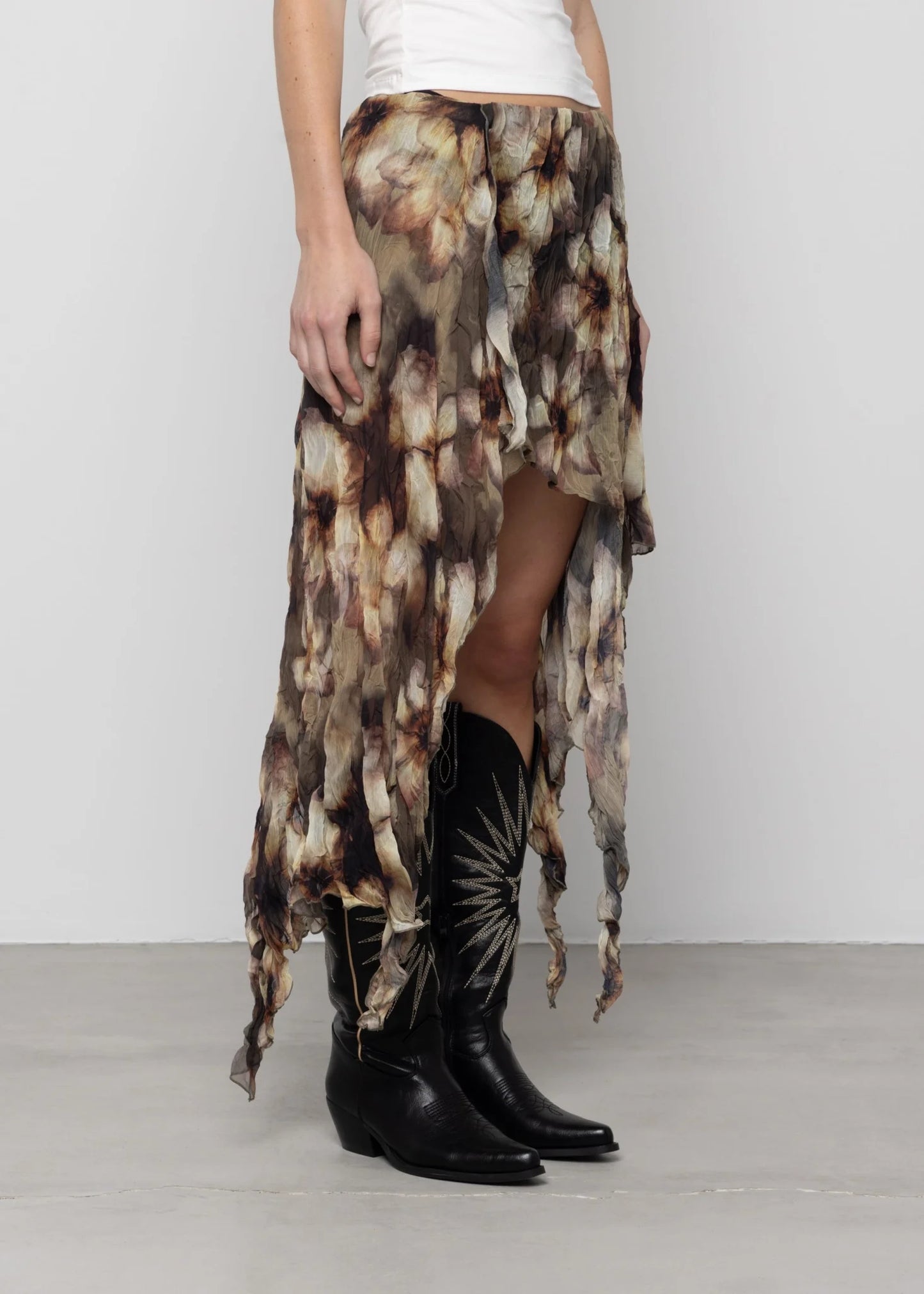 Petal Moon Printed Asymmetric Skirt