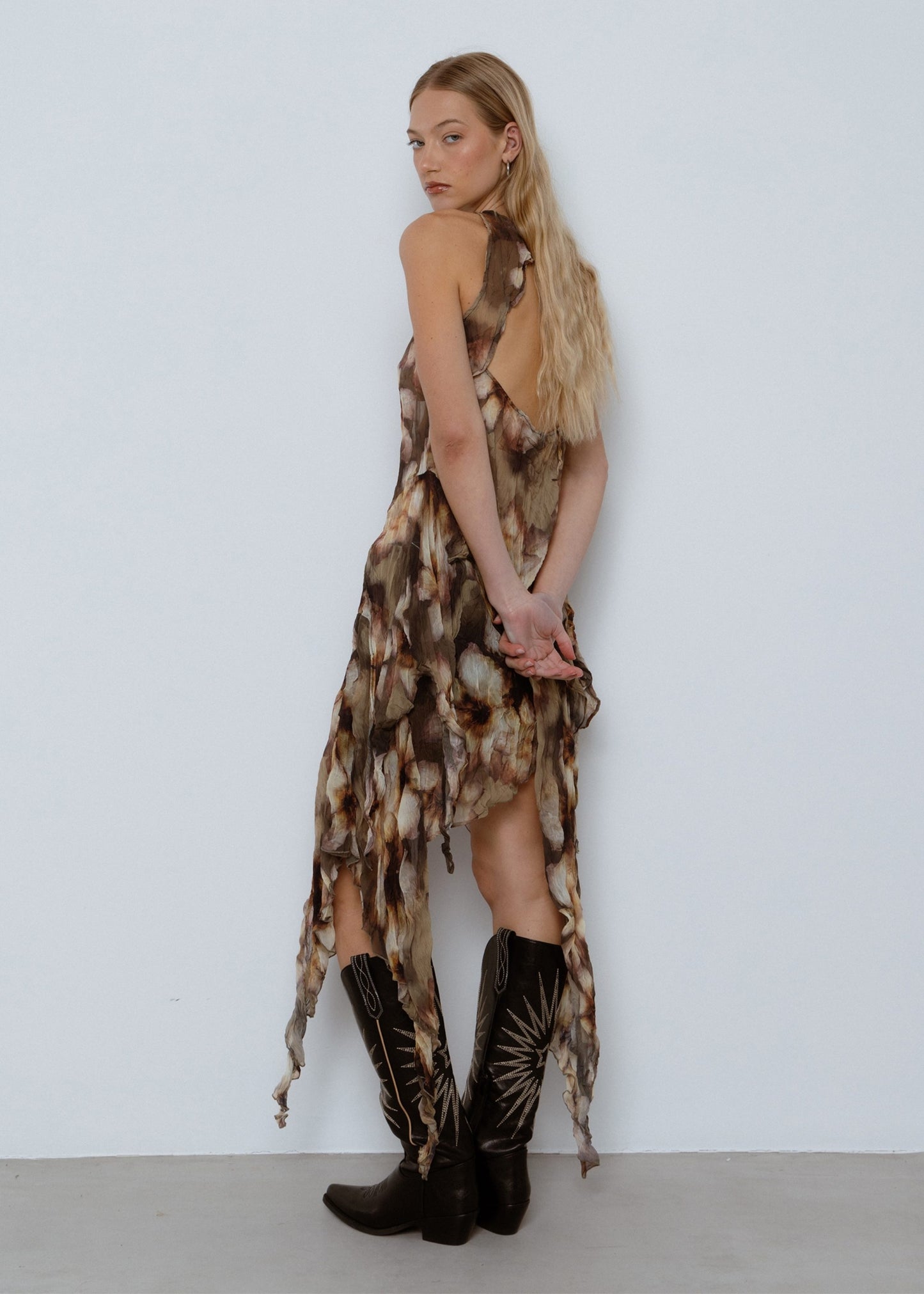 Petal Moon Printed Asymmetric Skirt