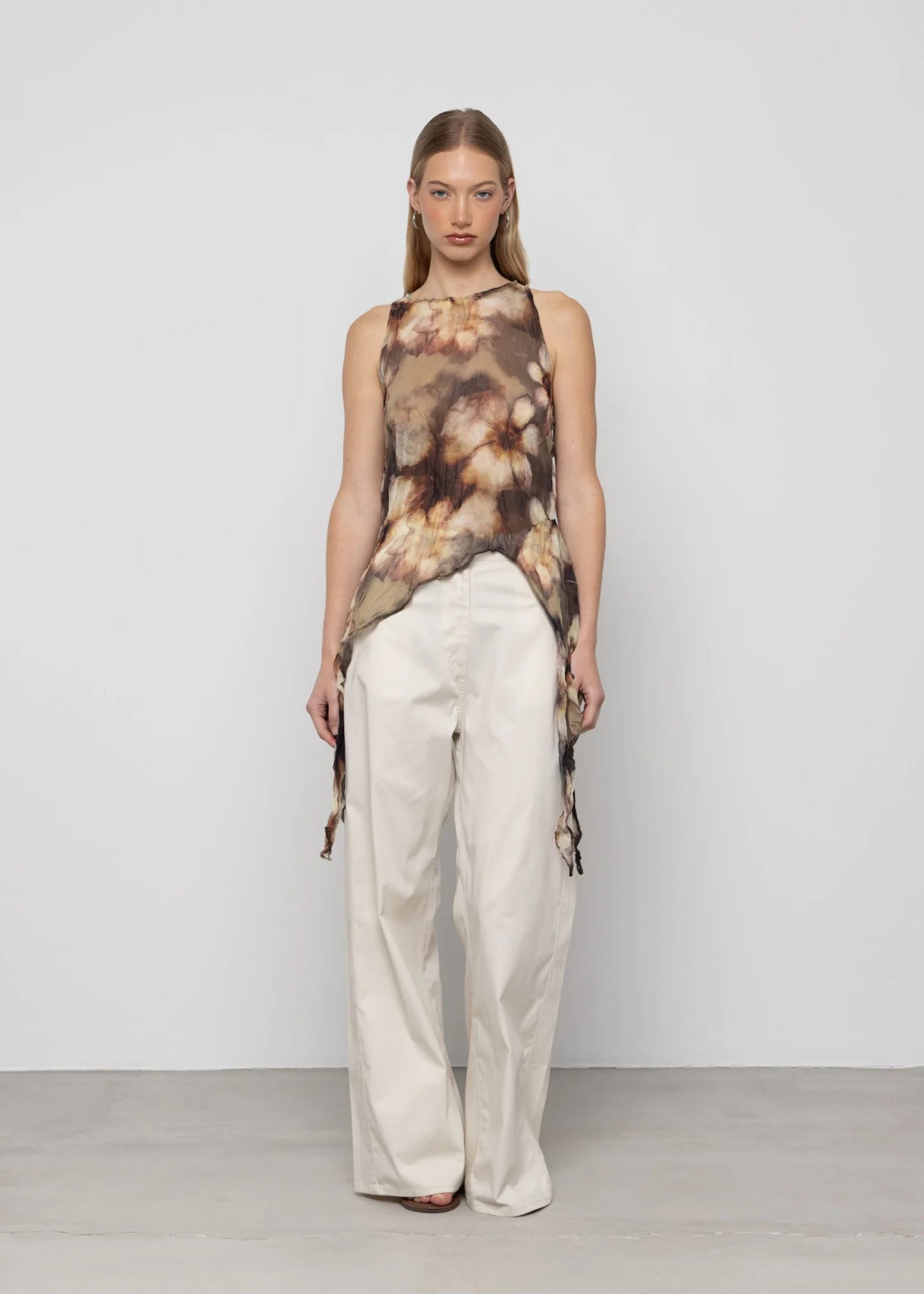 Petal Moon Asymmetric Chiffon Top