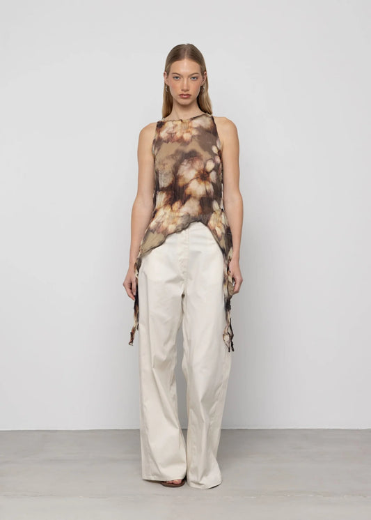 Petal Moon Asymmetric Chiffon Top