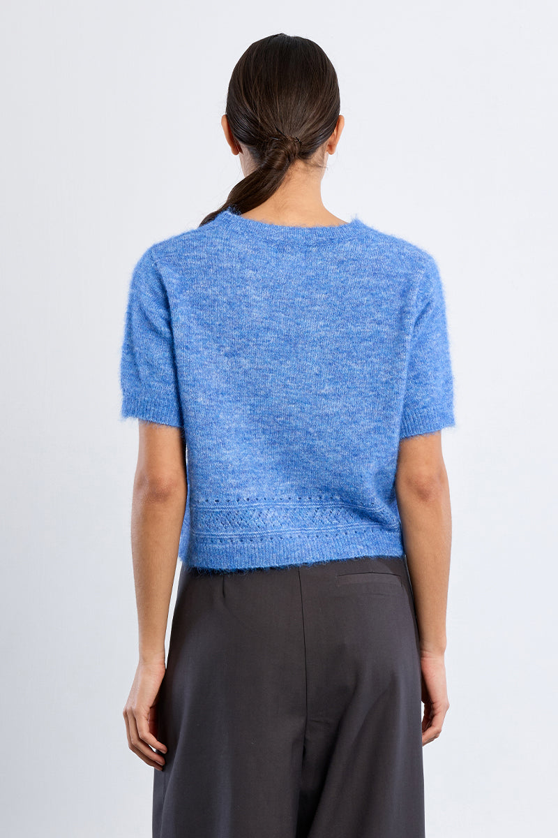 Blue Short Sleeve Sweater