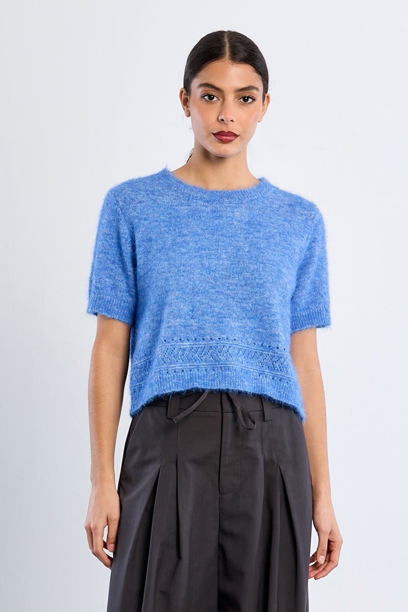 Blue Short Sleeve Sweater