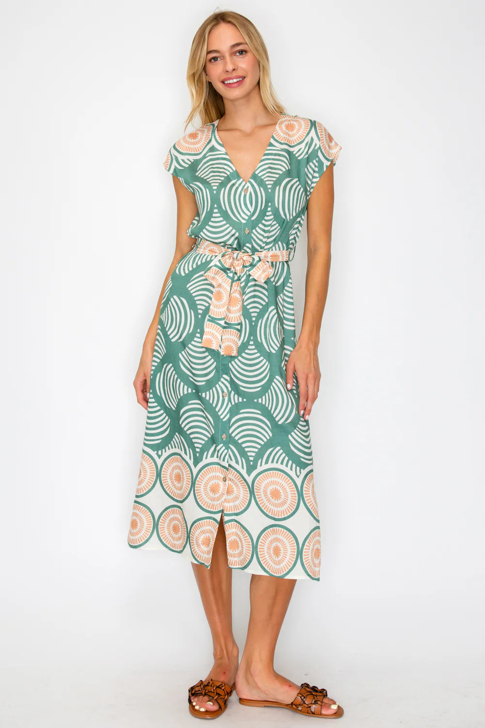 Olive Shell Button Down Dress
