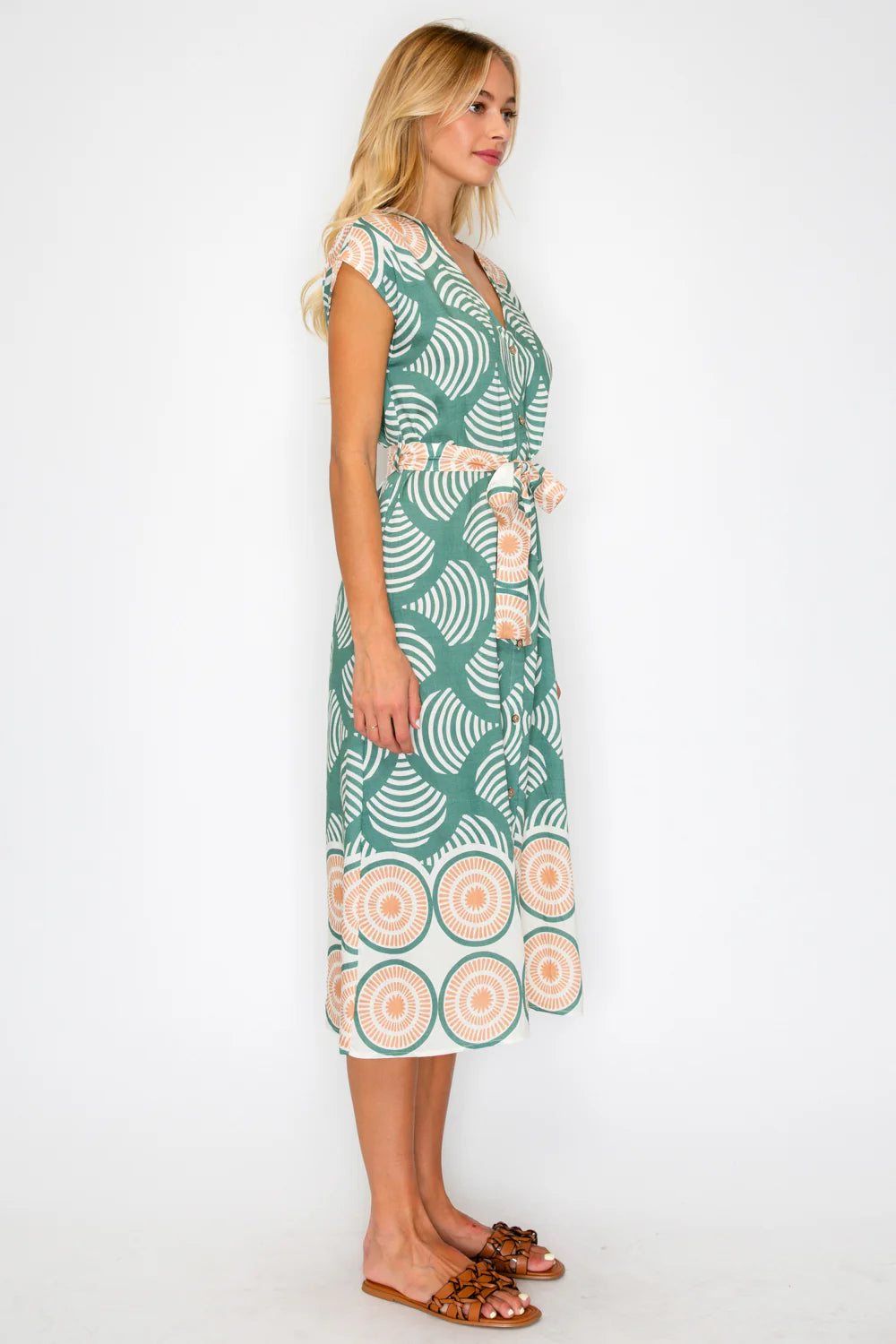 Olive Shell Button Down Dress