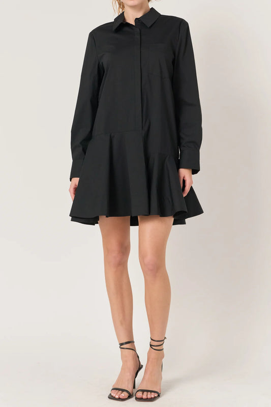 Collar Flare Skirt Dress