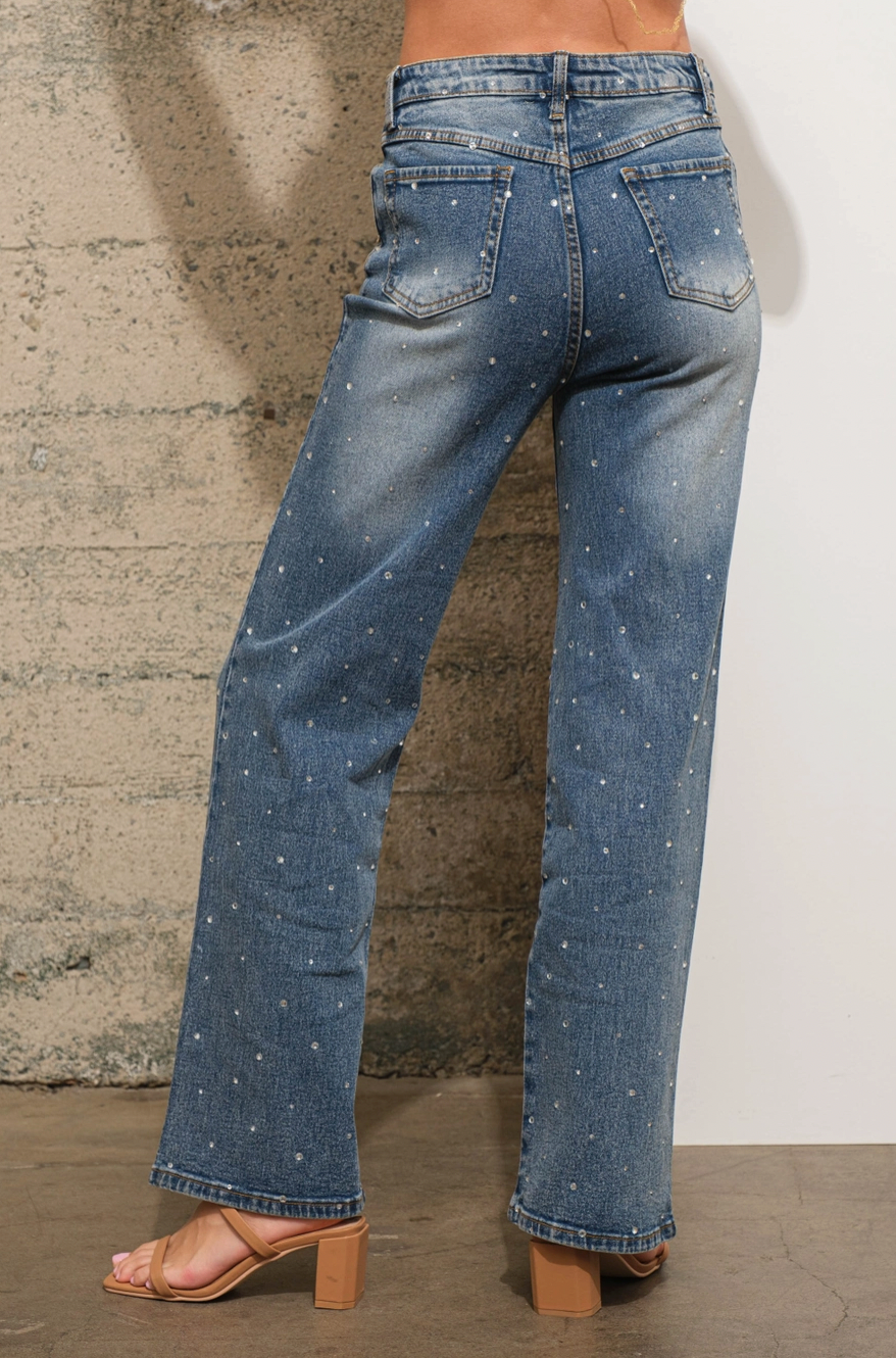 Rhinestone Flora Jeans