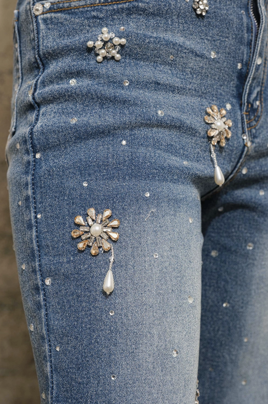 Rhinestone Flora Jeans