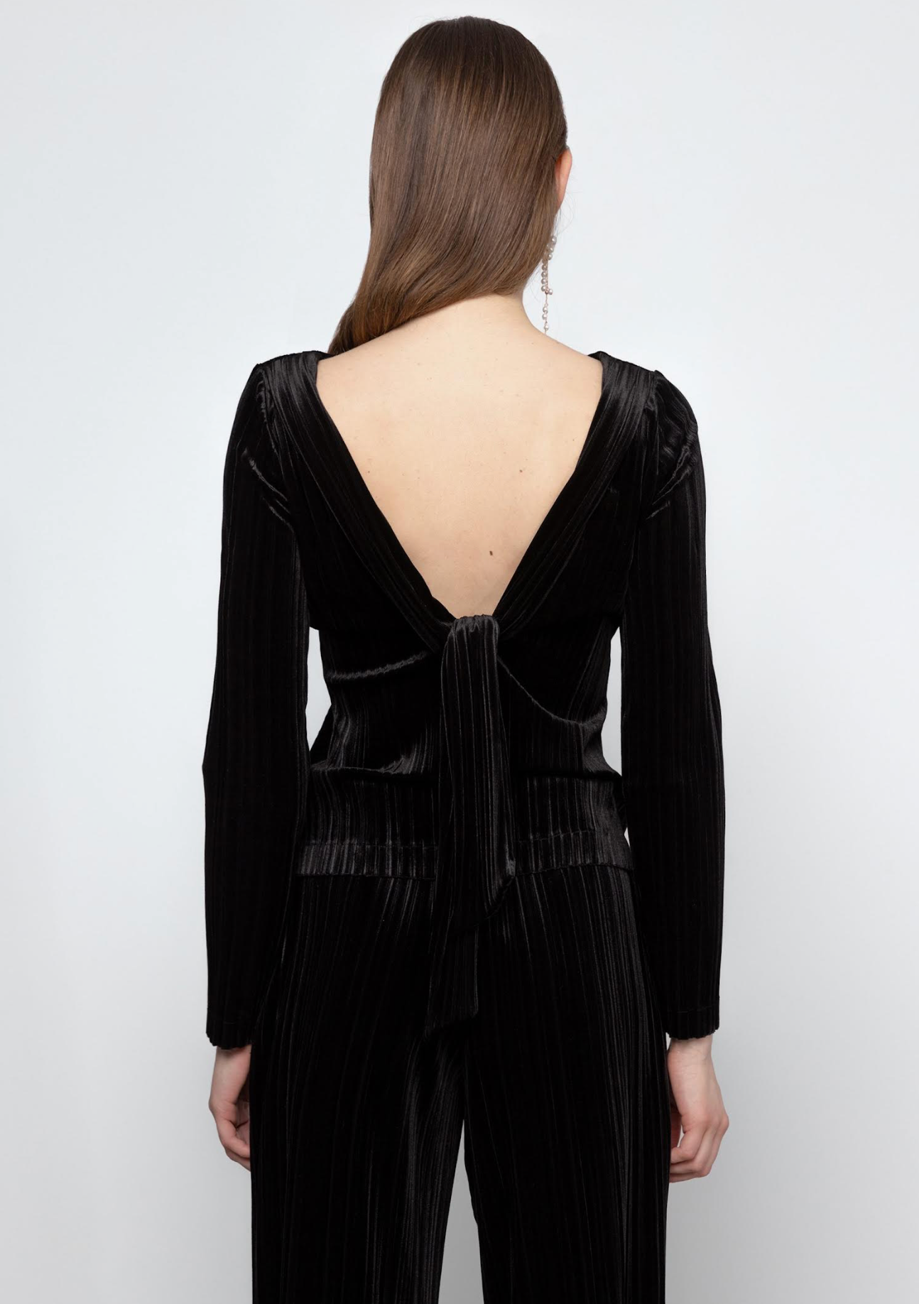 Open-Back Bow Velvet Top