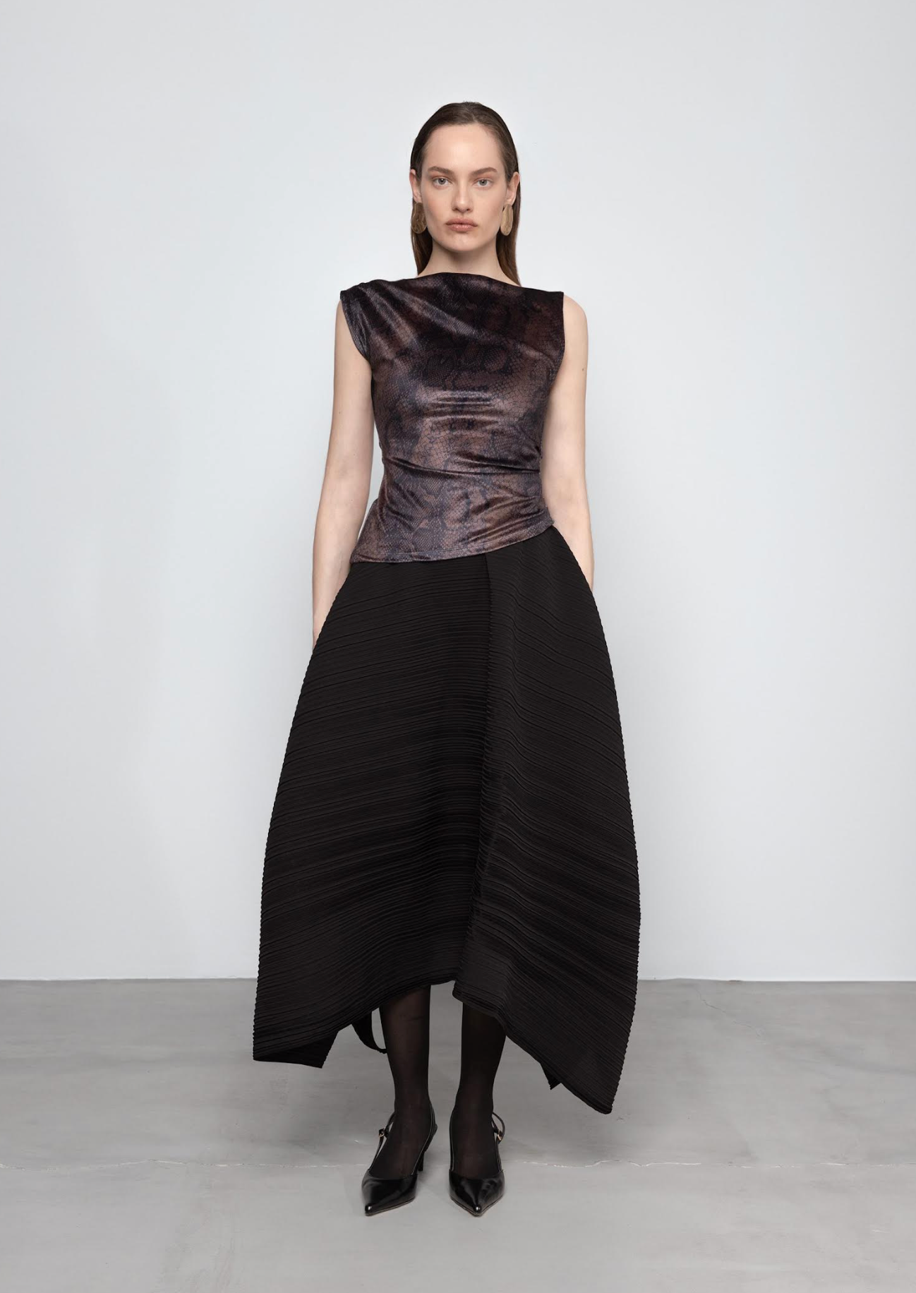 Snake Velvet Gathered Top