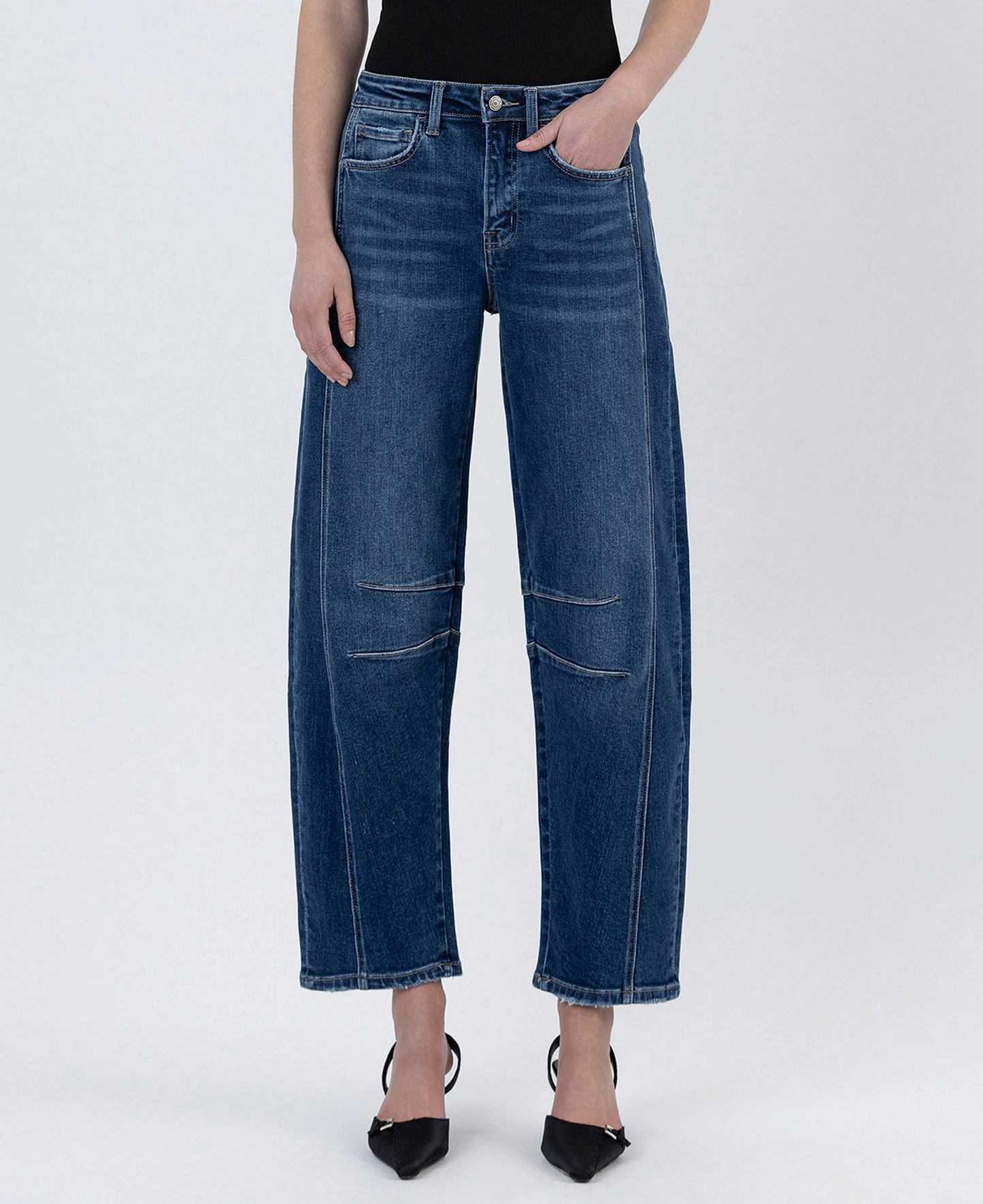 High Rise Barrel Leg Jeans
