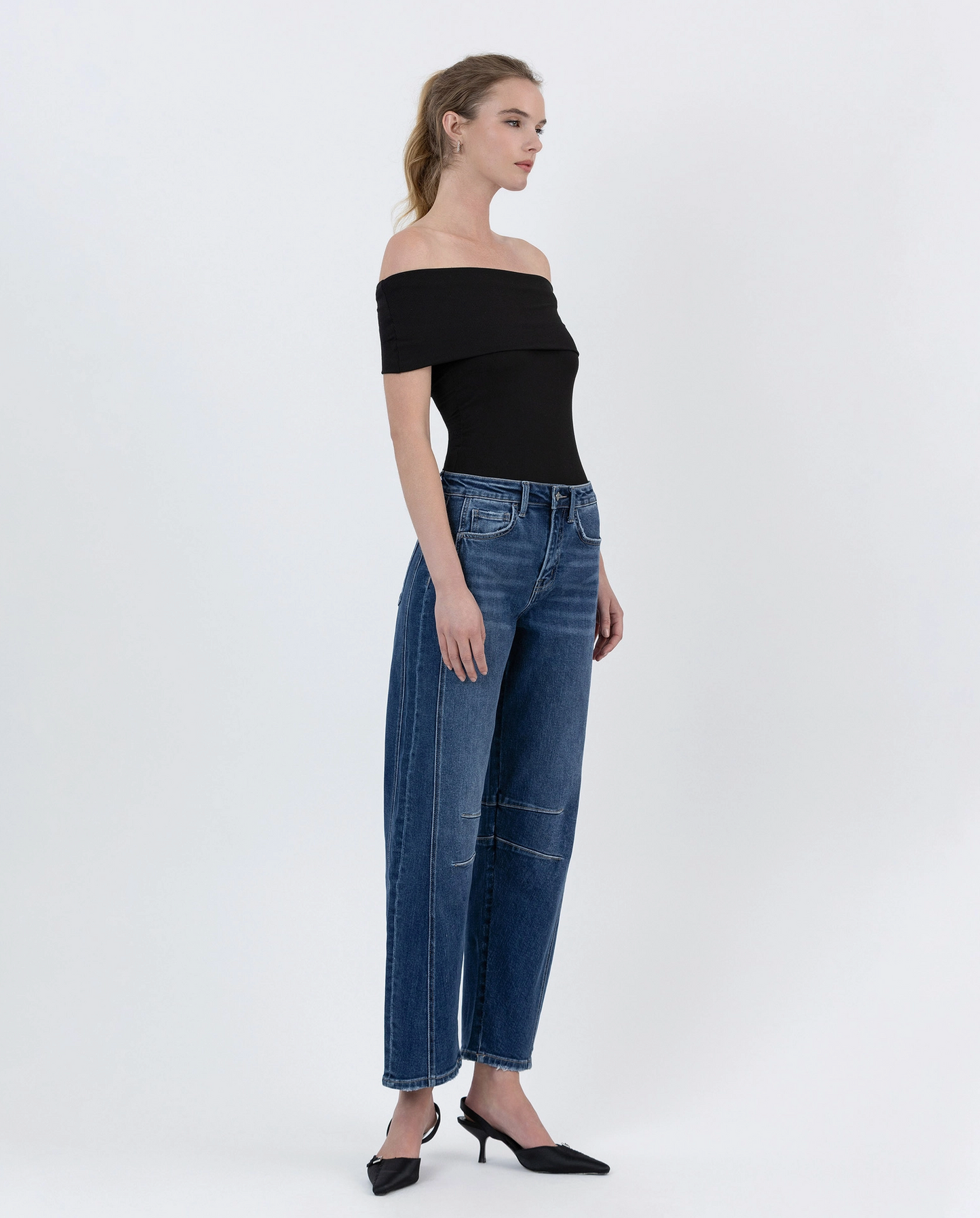 High Rise Barrel Leg Jeans