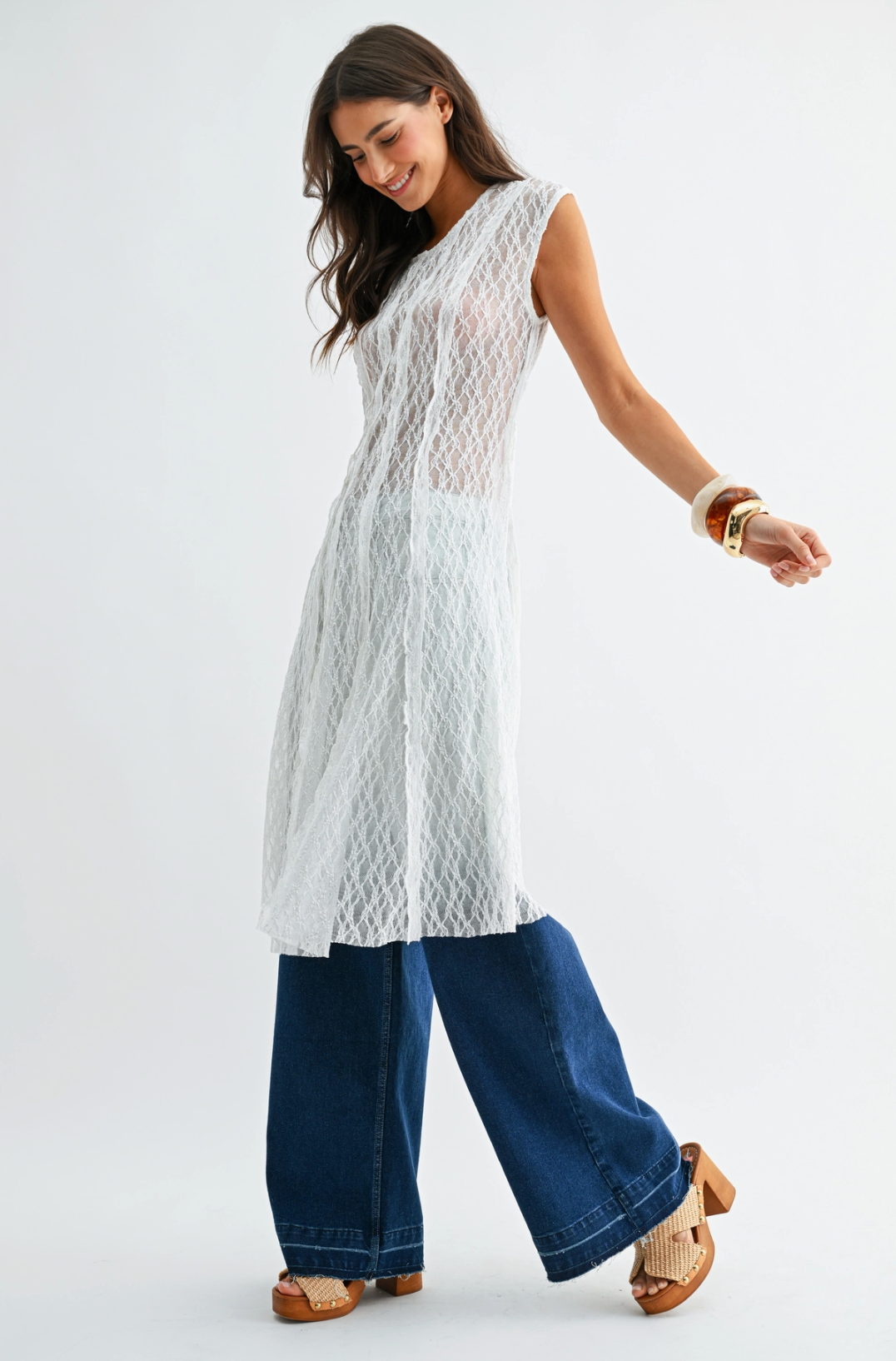 Sheer Lace Overlay Dress