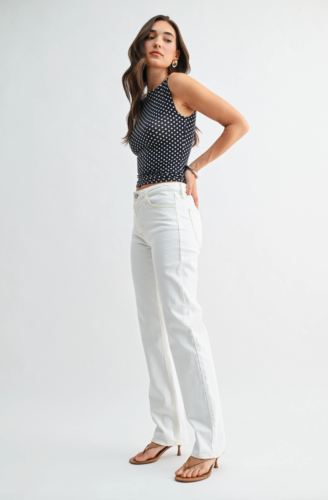 Mid Rise Stovepipe Straight Leg Jeans