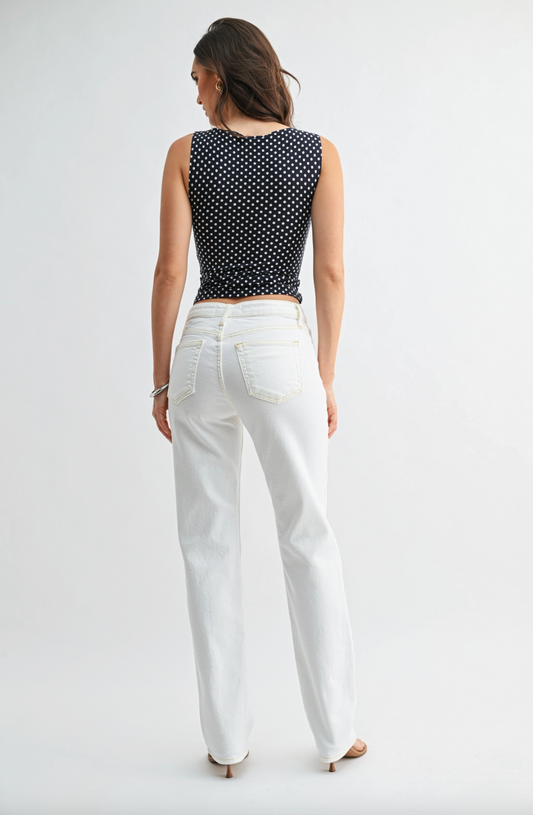 Mid Rise Stovepipe Straight Leg Jeans