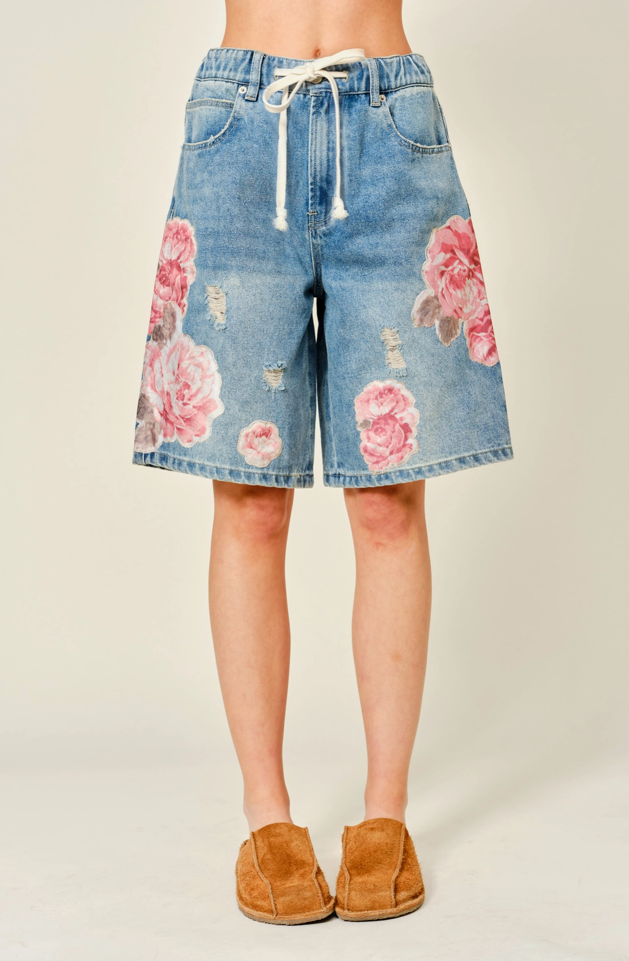 Flower Patch Bermuda Denim Shorts