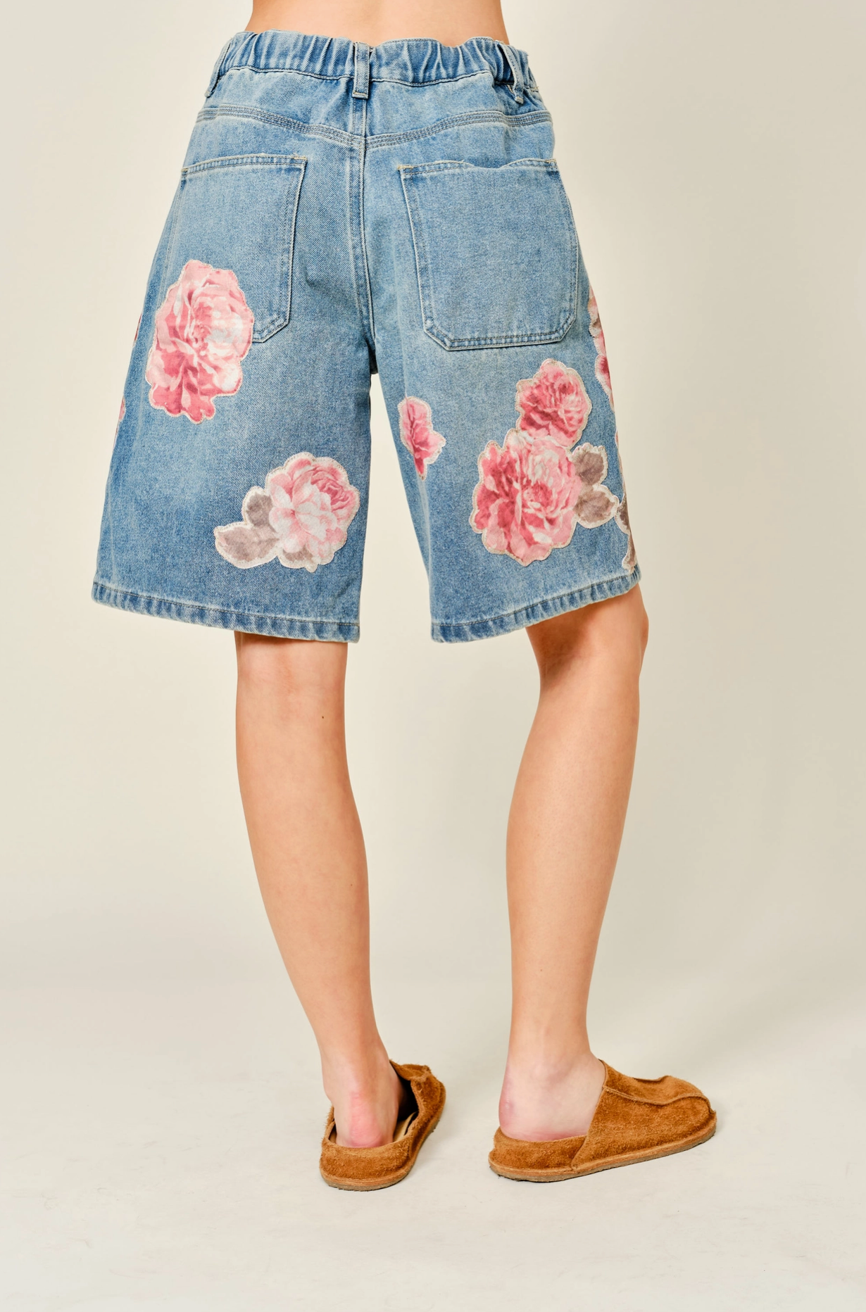 Flower Patch Bermuda Denim Shorts