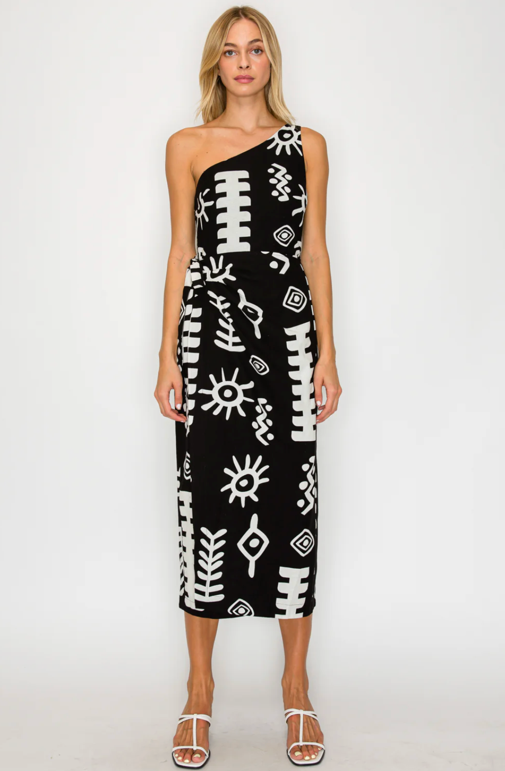 Paros Geometry One Shoulder Dress