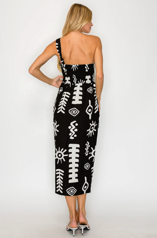 Paros Geometry One Shoulder Dress