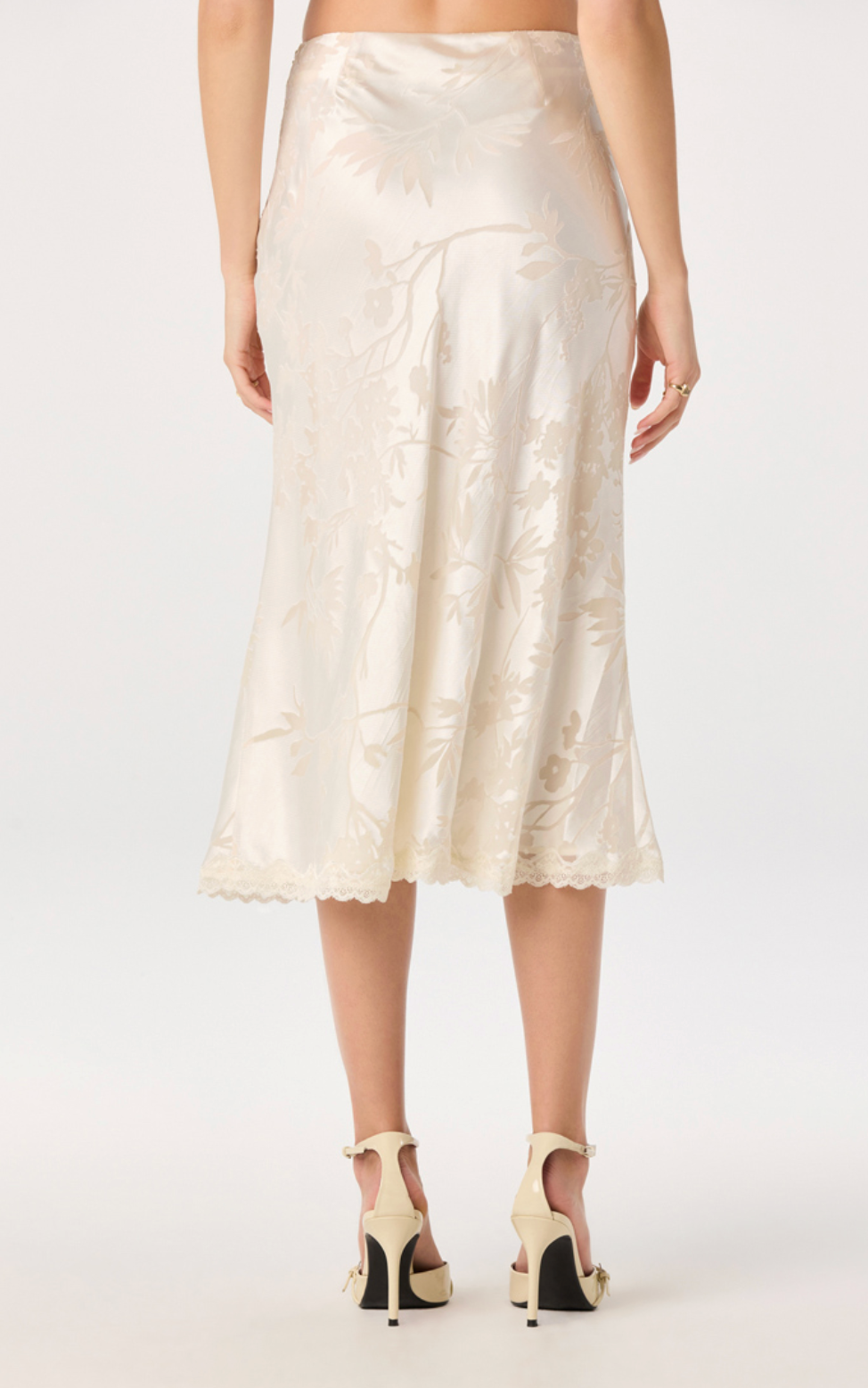 Windey Floral Burnout Satin Midi Skirt