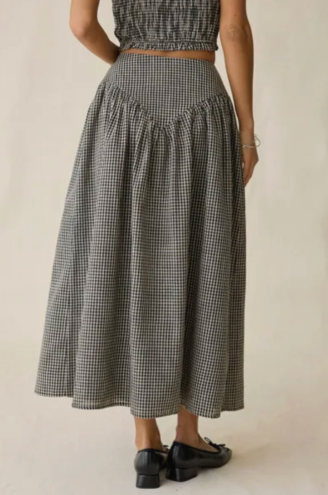 Starling Gingham Drop Waist Maxi Skirt